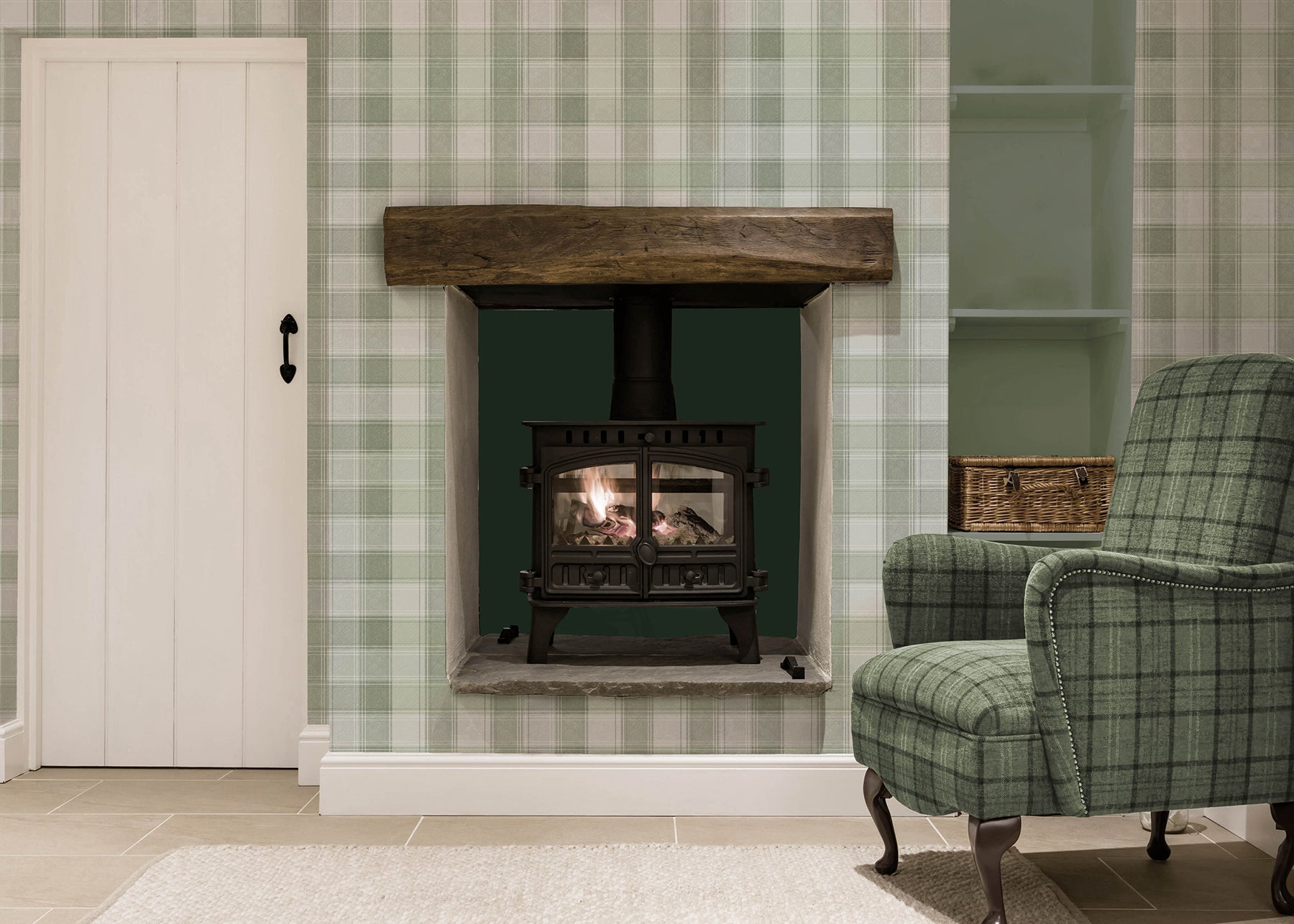 rita-green-country-check-wallpaper-york-wallcoverings-ah922806 - York Wallcoverings Papel pintado