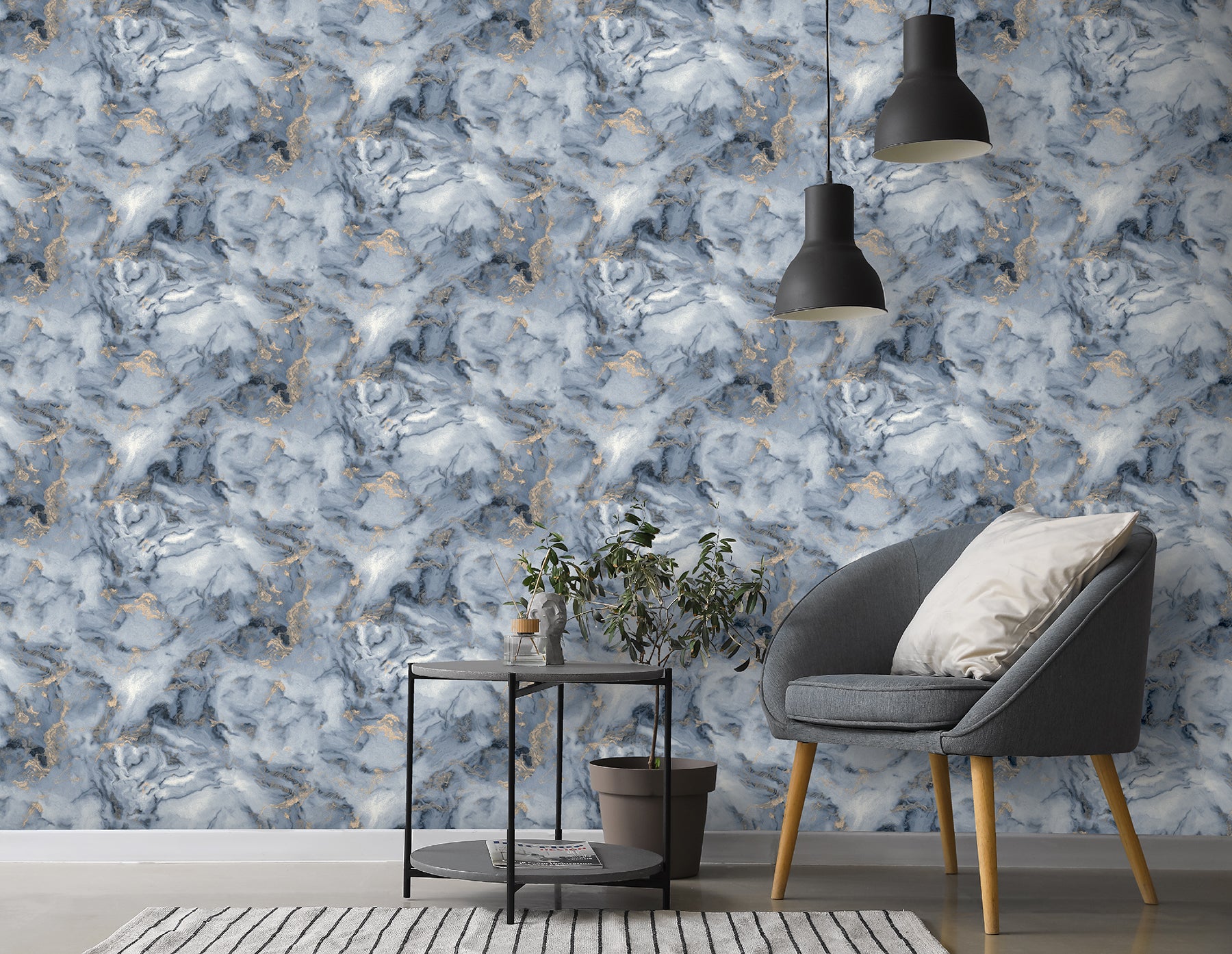 merrick-navy-marble-wallpaper-york-wallcoverings-ah923000 - York Wallcoverings Papel pintado