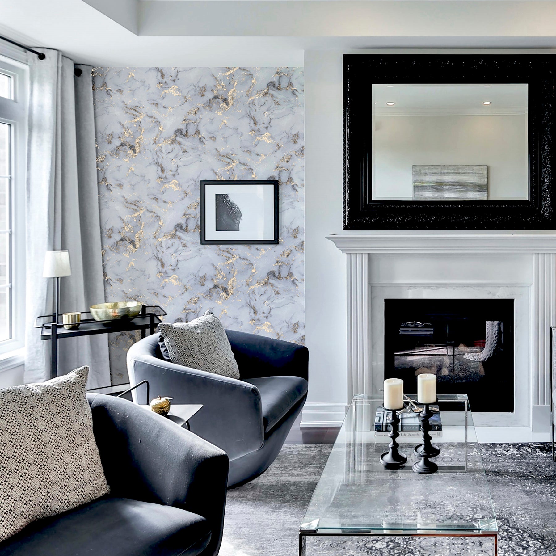 merrick-grey-marble-wallpaper-york-wallcoverings-ah923001 - York Wallcoverings Papel pintado