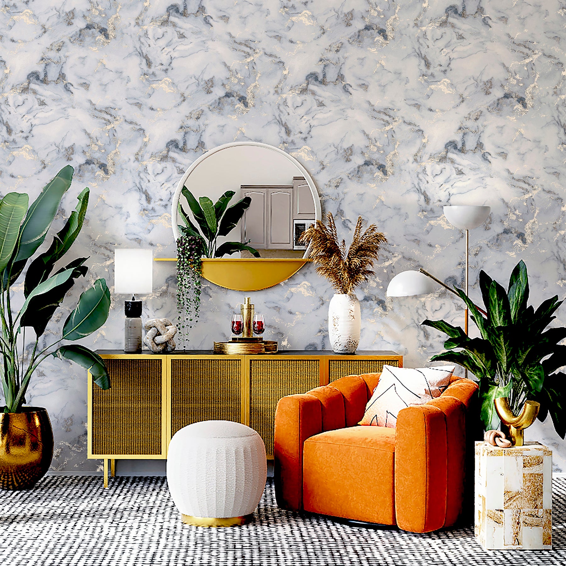 merrick-grey-marble-wallpaper-york-wallcoverings-ah923001 - York Wallcoverings Wallpaper