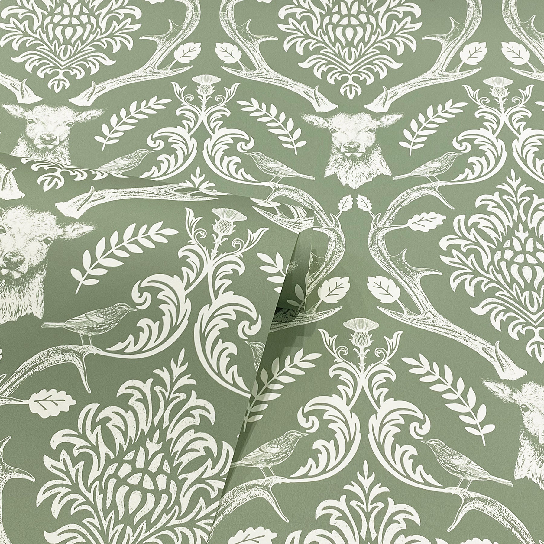 wickham-green-stag-damask-wallpaper-york-wallcoverings-ah923706 - York Wallcoverings Wallpaper