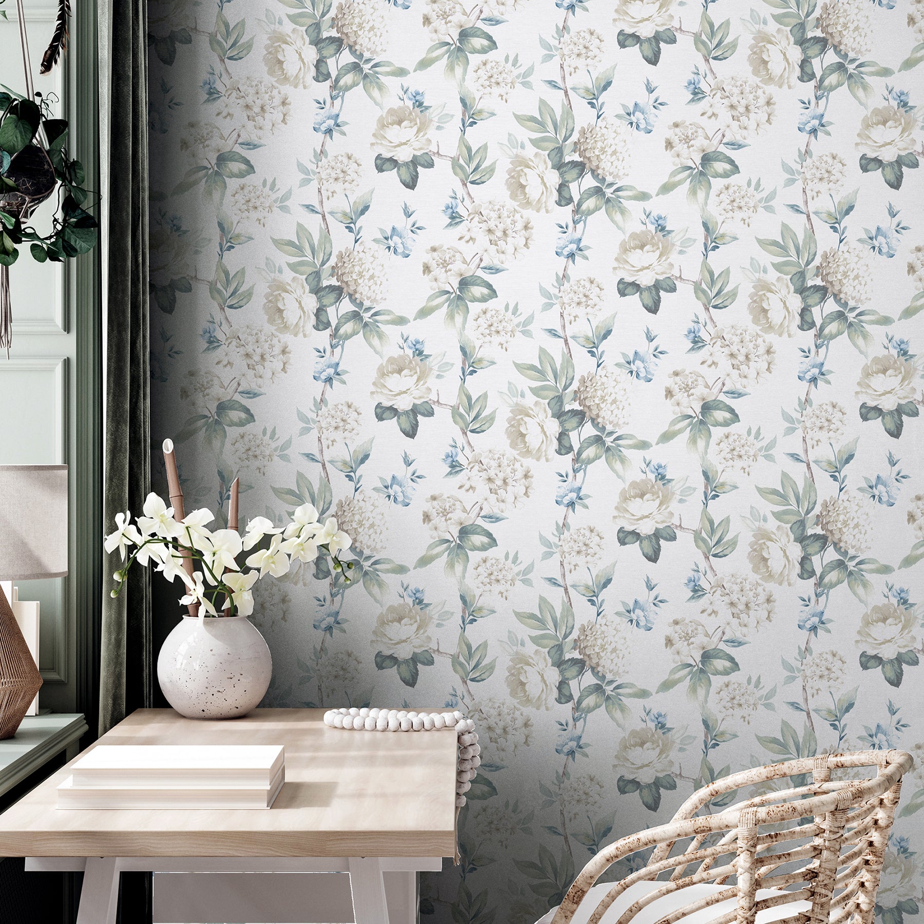 atley-light-green-floral-wallpaper-york-wallcoverings-ah923802 - York Wallcoverings Wallpaper