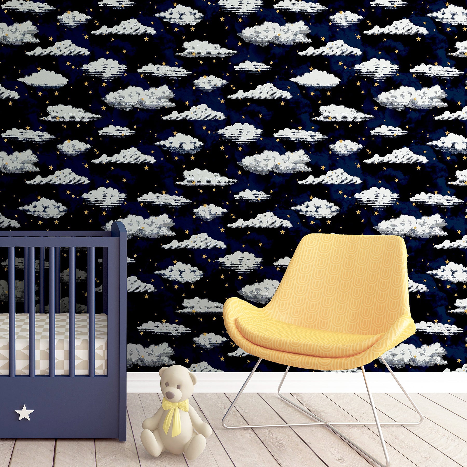 zeno-navy-starry-skies-wallpaper-york-wallcoverings-ah923907 - York Wallcoverings Wallpaper