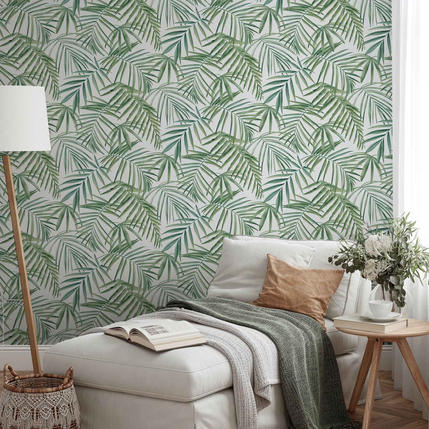 Juan Green Palm Leaves Wallpaper - York Wallcoverings - AH923909 - York Wallcoverings Wallpaper