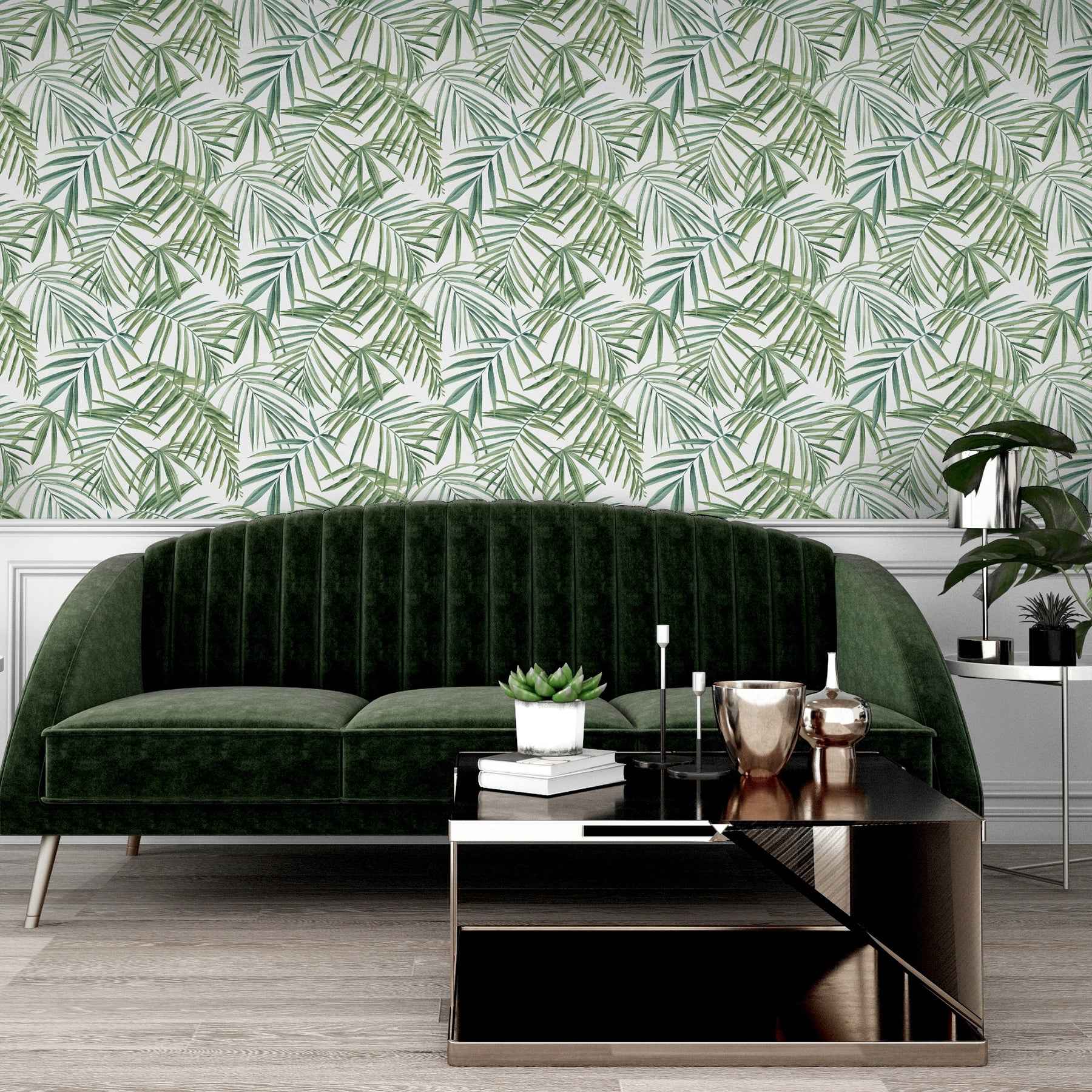 Juan Green Palm Leaves Wallpaper - York Wallcoverings - AH923909 - York Wallcoverings Wallpaper