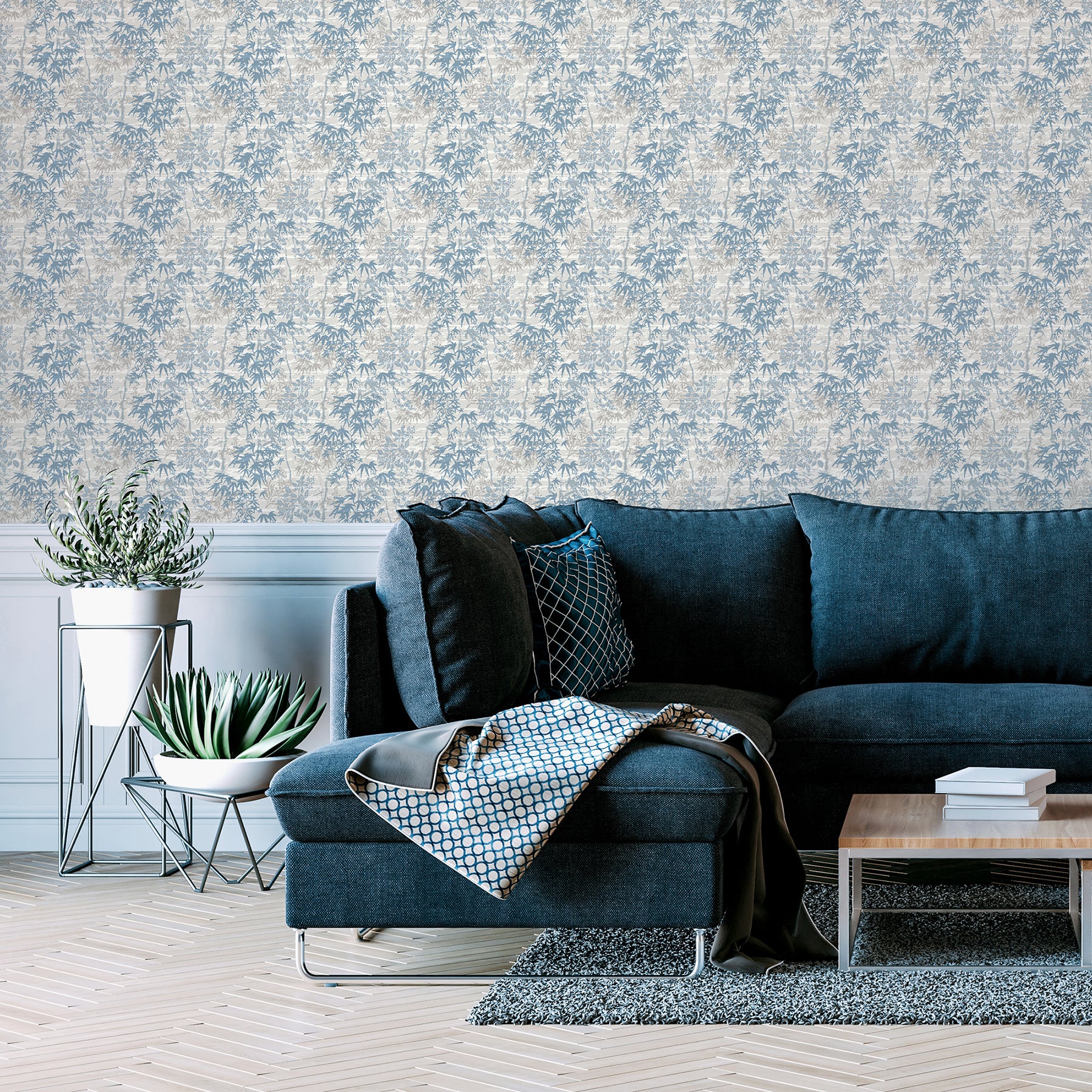 elinore-blue-bamboo-trail-wallpaper-york-wallcoverings-ah924407 - York Wallcoverings Wallpaper