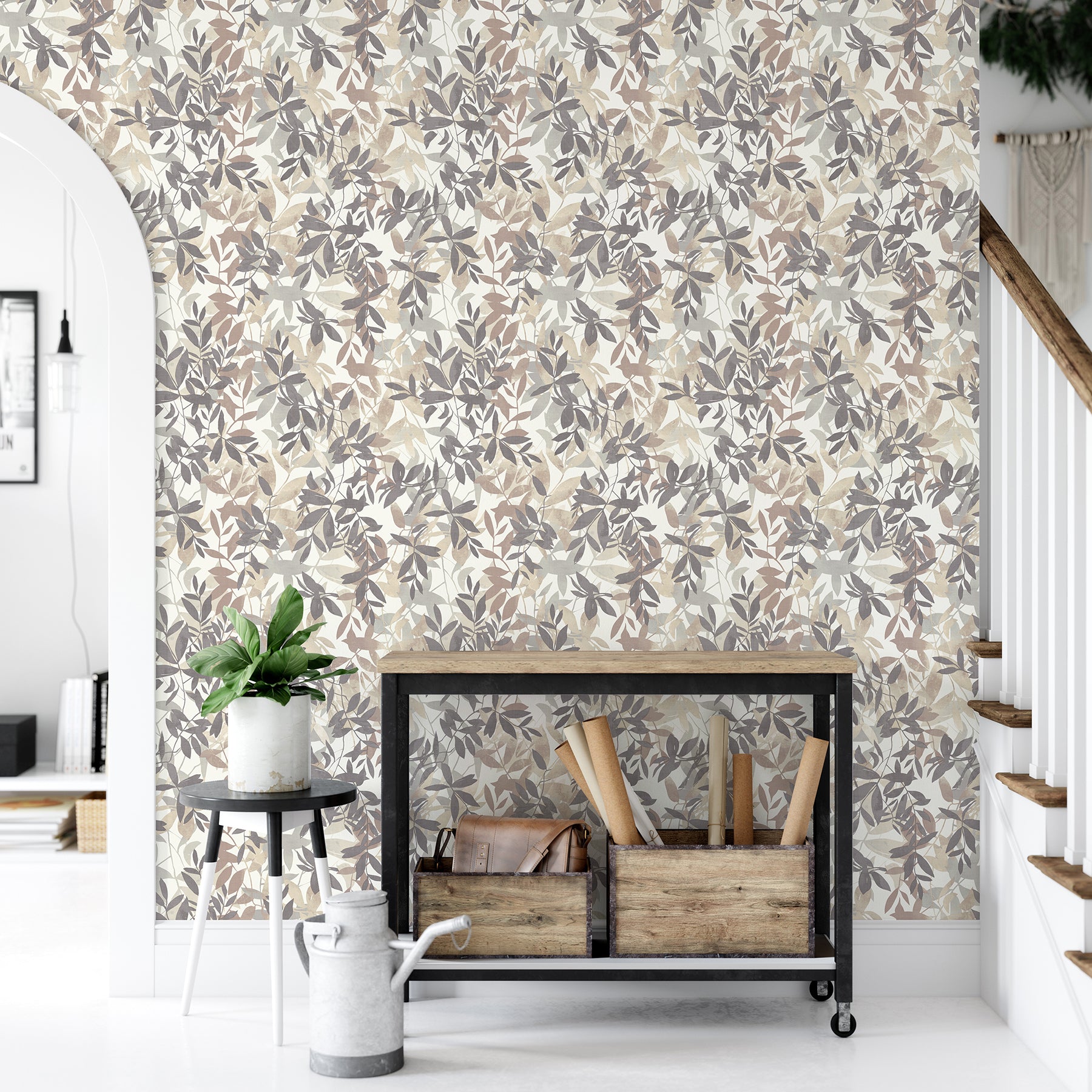 georgianna-neutral-botanical-leaves-wallpaper-york-wallcoverings-ah924600 - York Wallcoverings Wallpaper