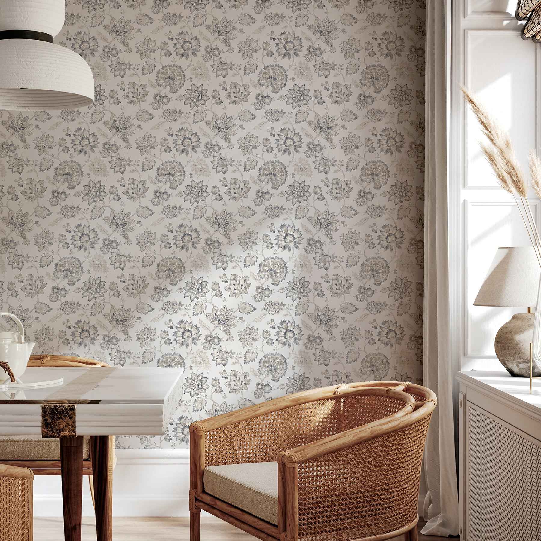 Prudie Denim Jacobean Trail Wallpaper - York Wallcoverings - AH924707 - York Wallcoverings Wallpaper