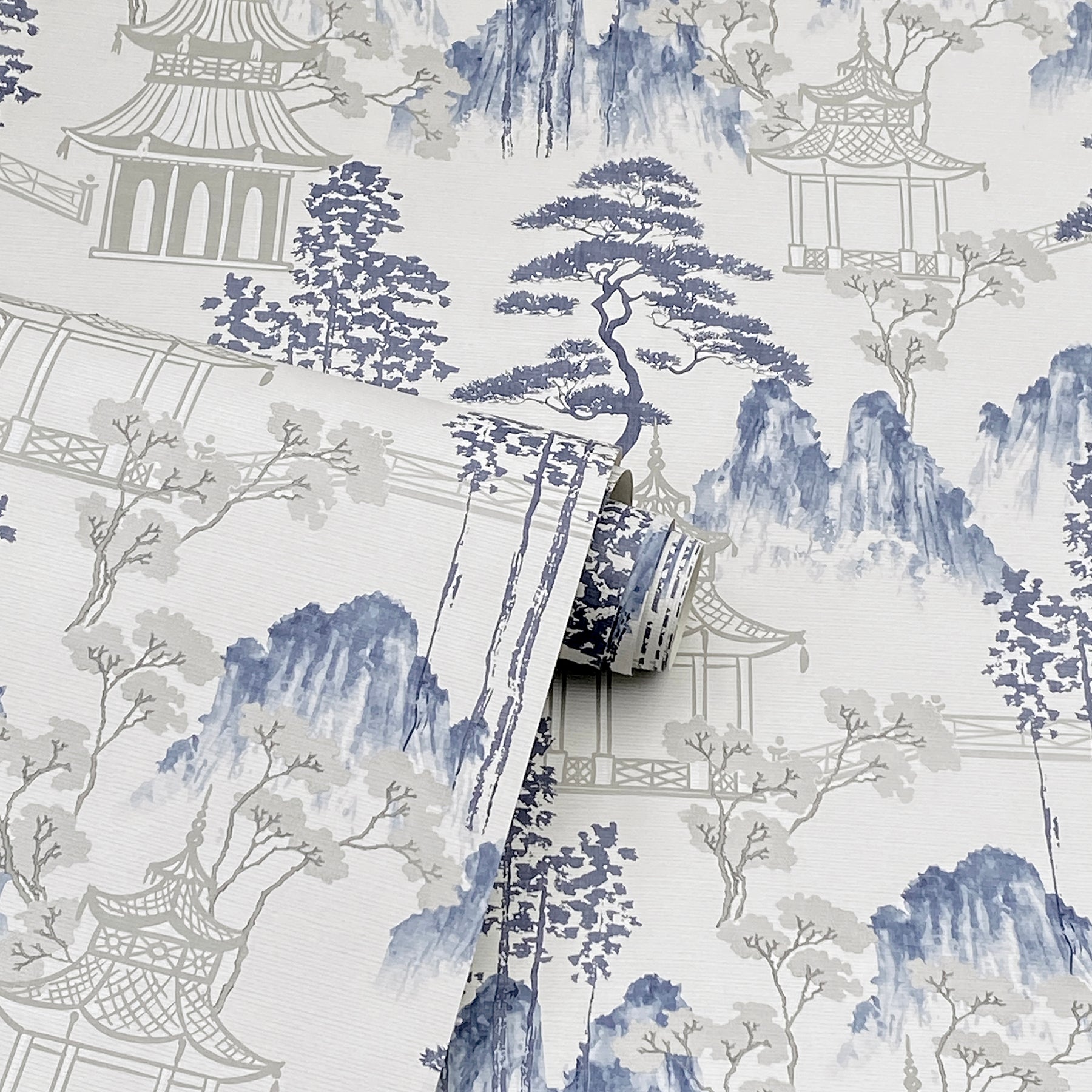 akio-blue-pagoda-wallpaper-york-wallcoverings-ah924803 - York Wallcoverings Wallpaper