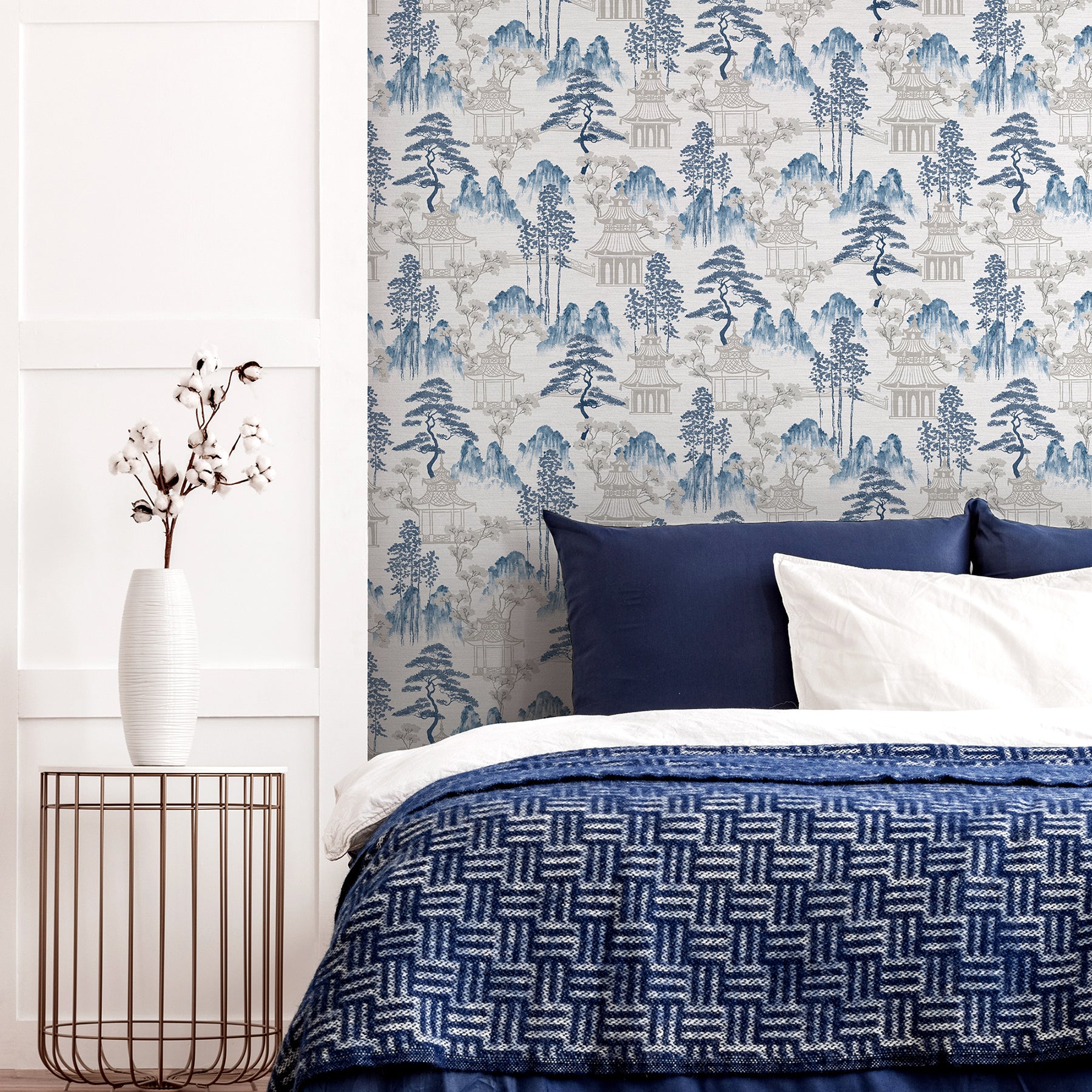akio-blue-pagoda-wallpaper-york-wallcoverings-ah924803 - York Wallcoverings Wallpaper