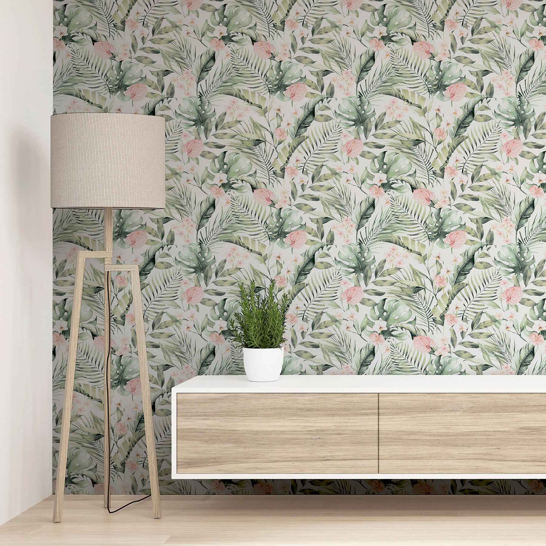 harrietta-green-tropical-floral-wallpaper-york-wallcoverings-ah924906 - York Wallcoverings Wallpaper