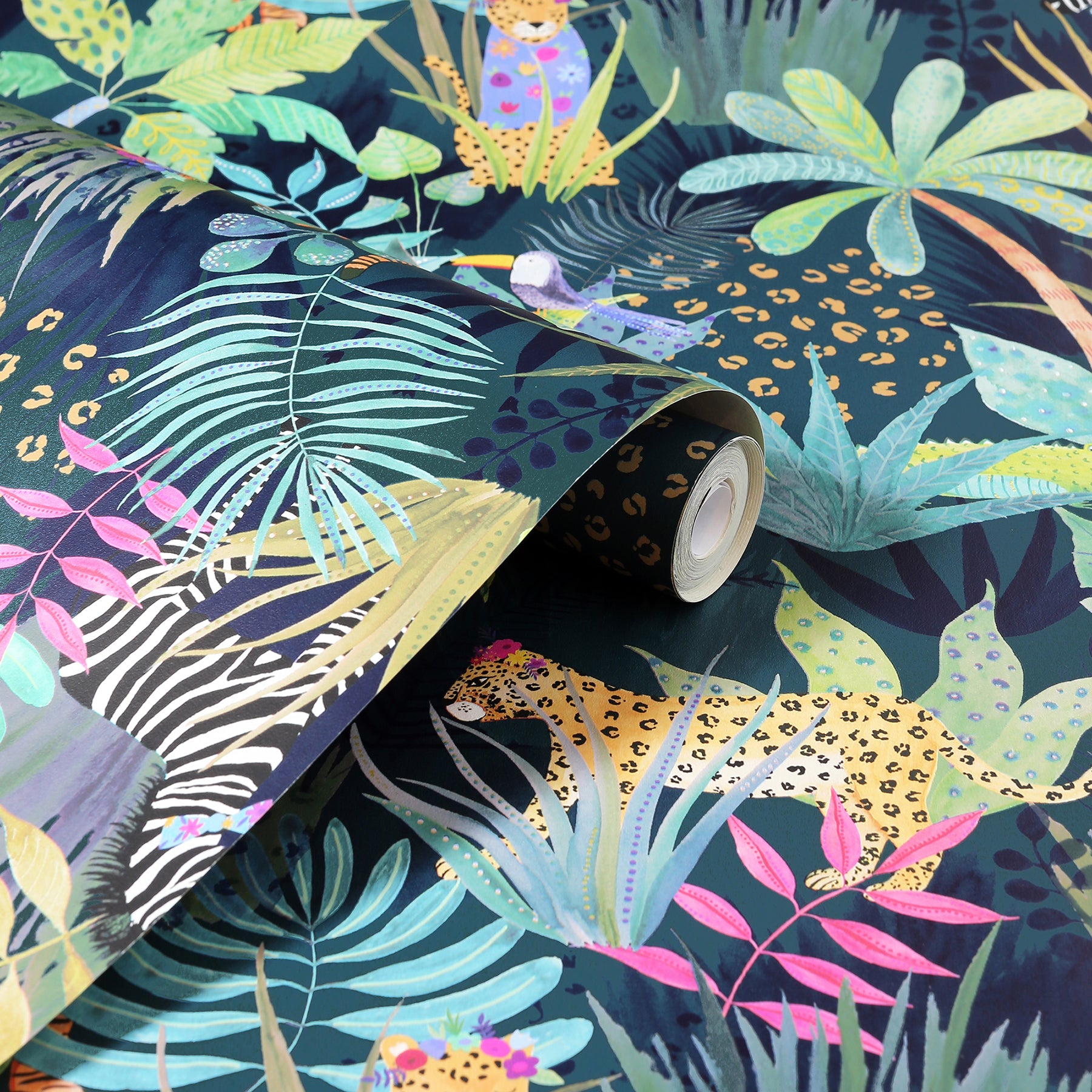 fonda-dark-green-jungle-party-wallpaper-york-wallcoverings-ah925308 - York Wallcoverings Papel pintado