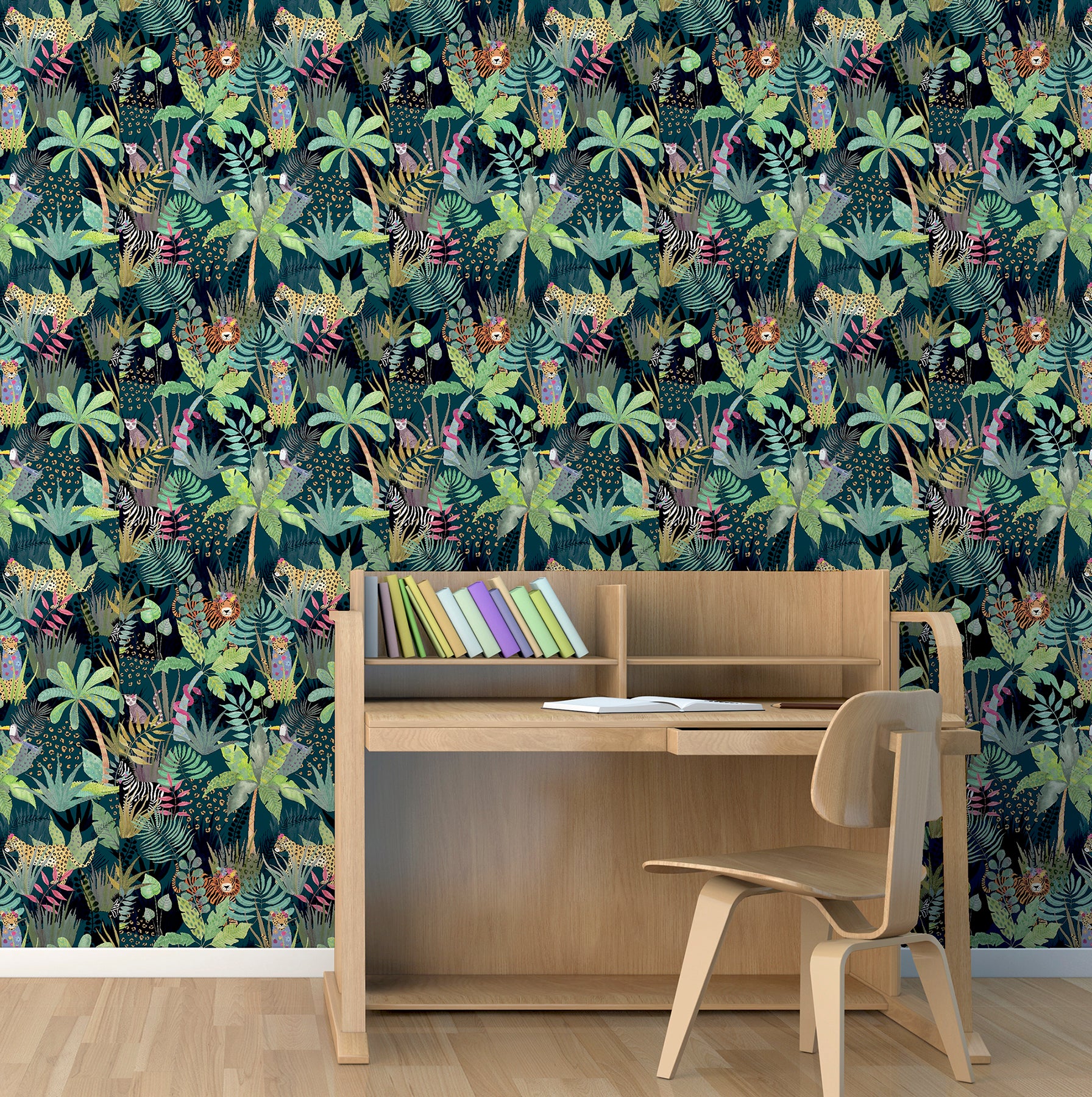 fonda-dark-green-jungle-party-wallpaper-york-wallcoverings-ah925308 - York Wallcoverings Papel pintado