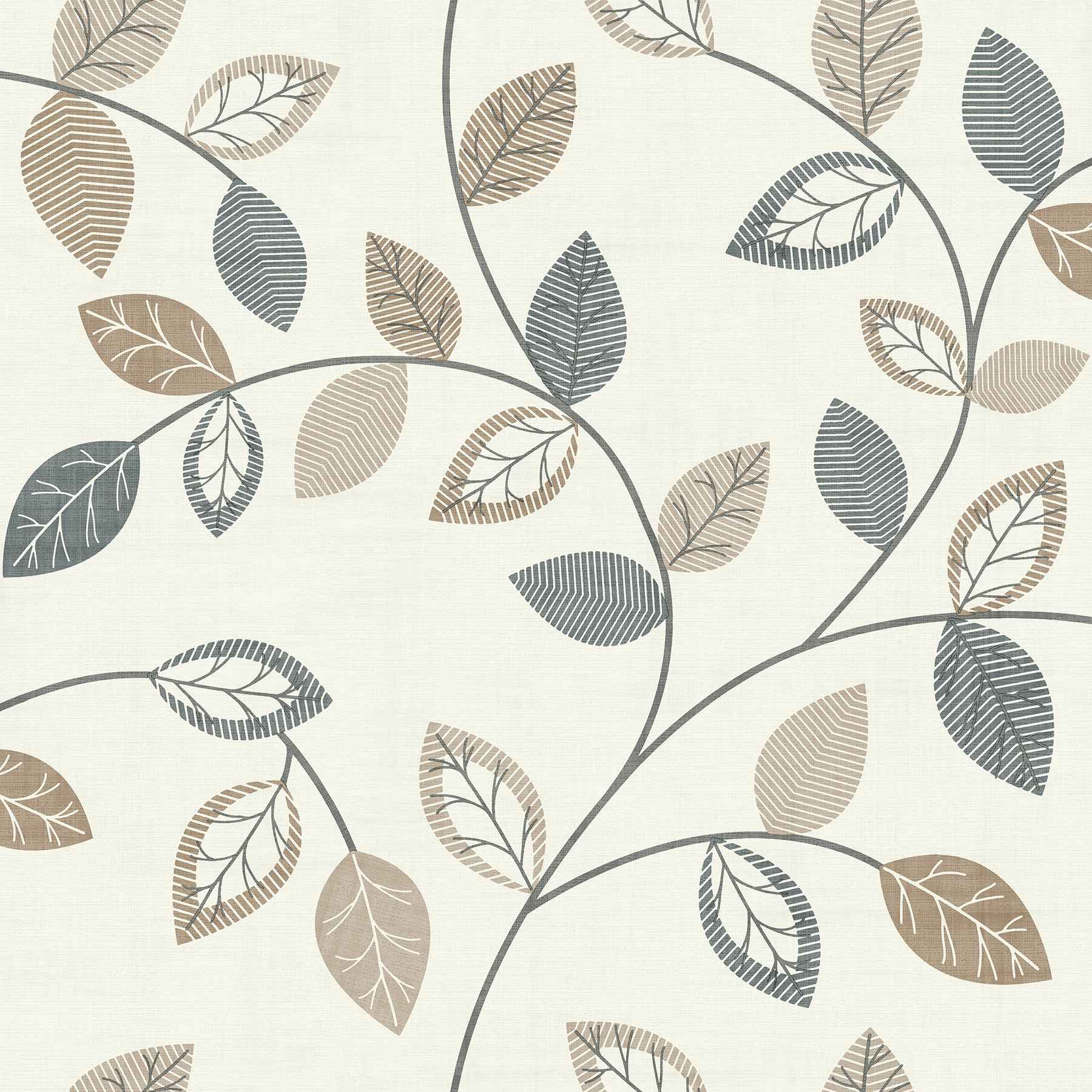 Sylvie Neutral Leaf Trail Wallpaper - York Wallcoverings - AH925405 - York Wallcoverings Wallpaper