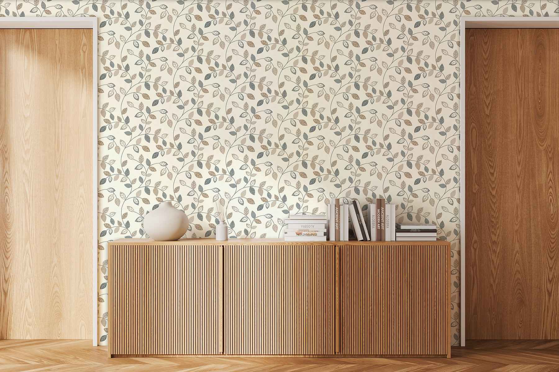 Sylvie Neutral Leaf Trail Wallpaper - York Wallcoverings - AH925405 - York Wallcoverings Wallpaper
