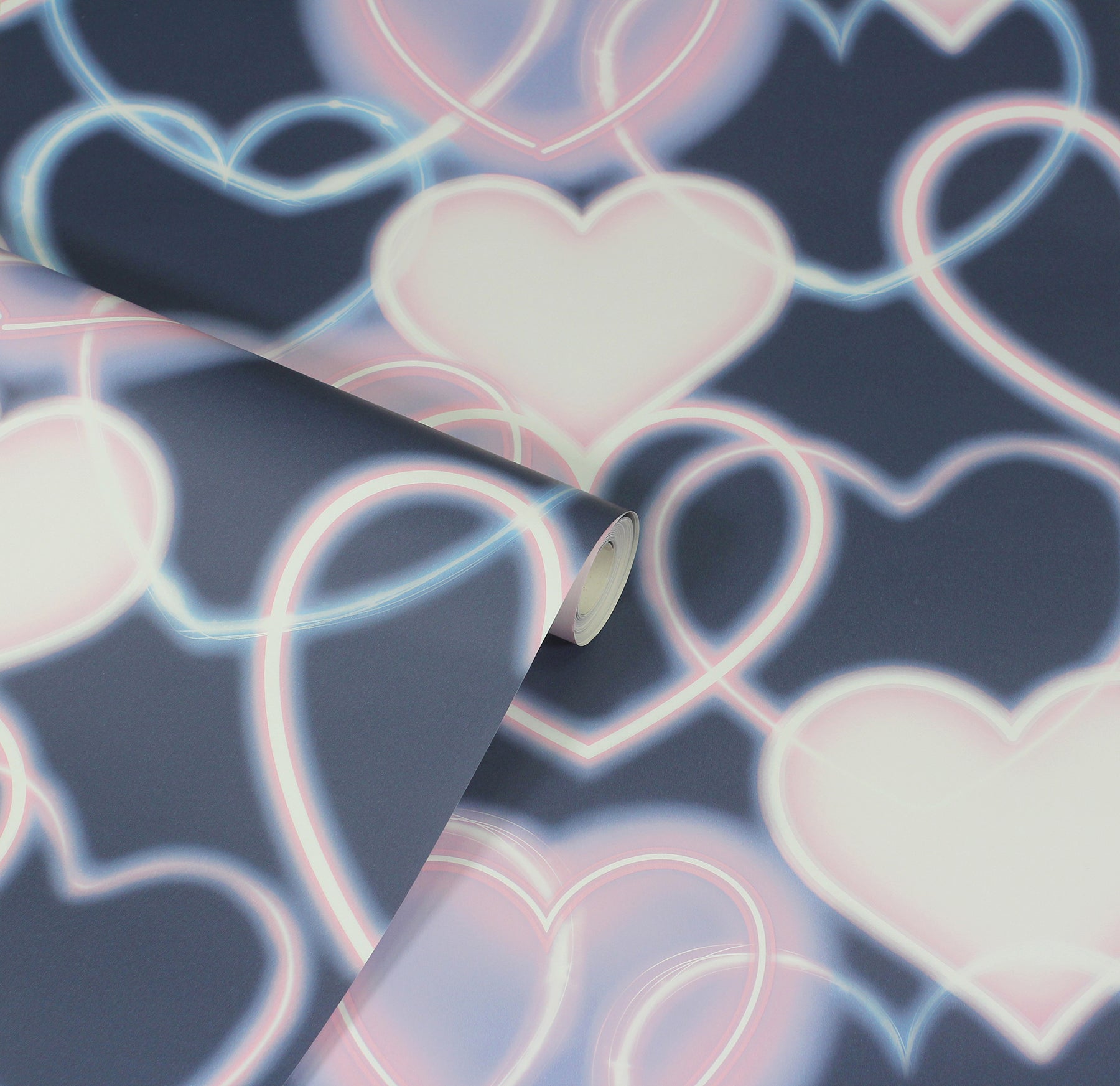 effie-navy-neon-heart-wallpaper-york-wallcoverings-ah925605 - York Wallcoverings Wallpaper