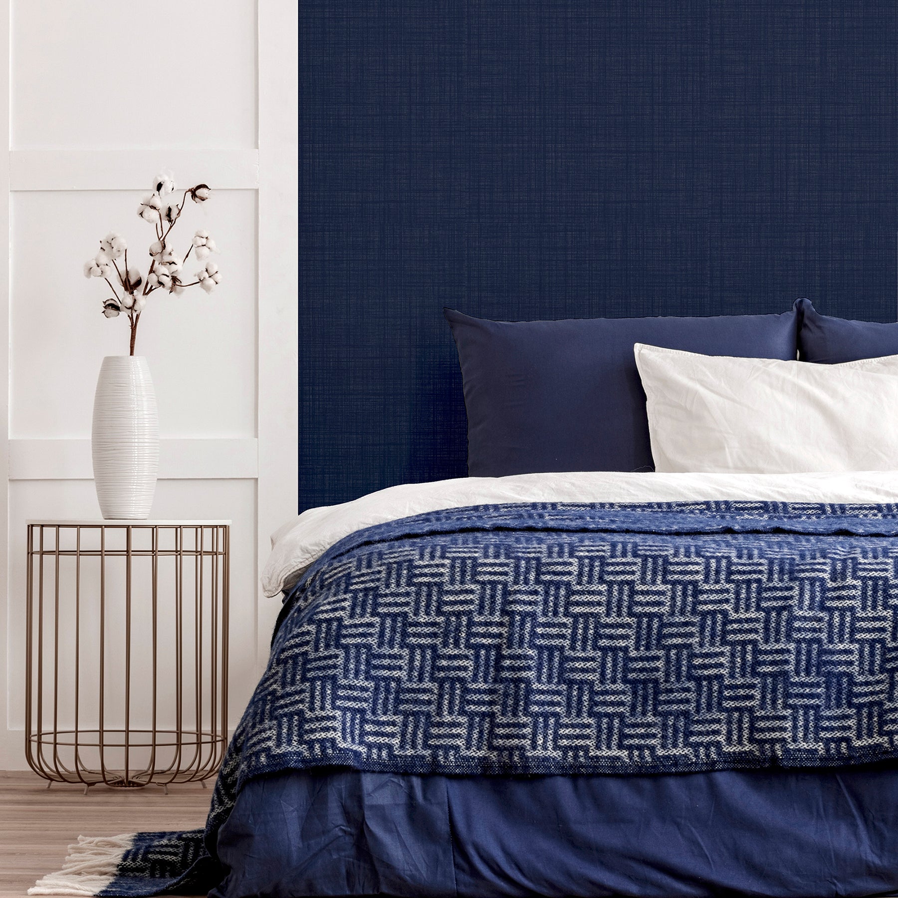 rafe-navy-woven-texture-wallpaper-york-wallcoverings-ah946002 - York Wallcoverings Papel pintado