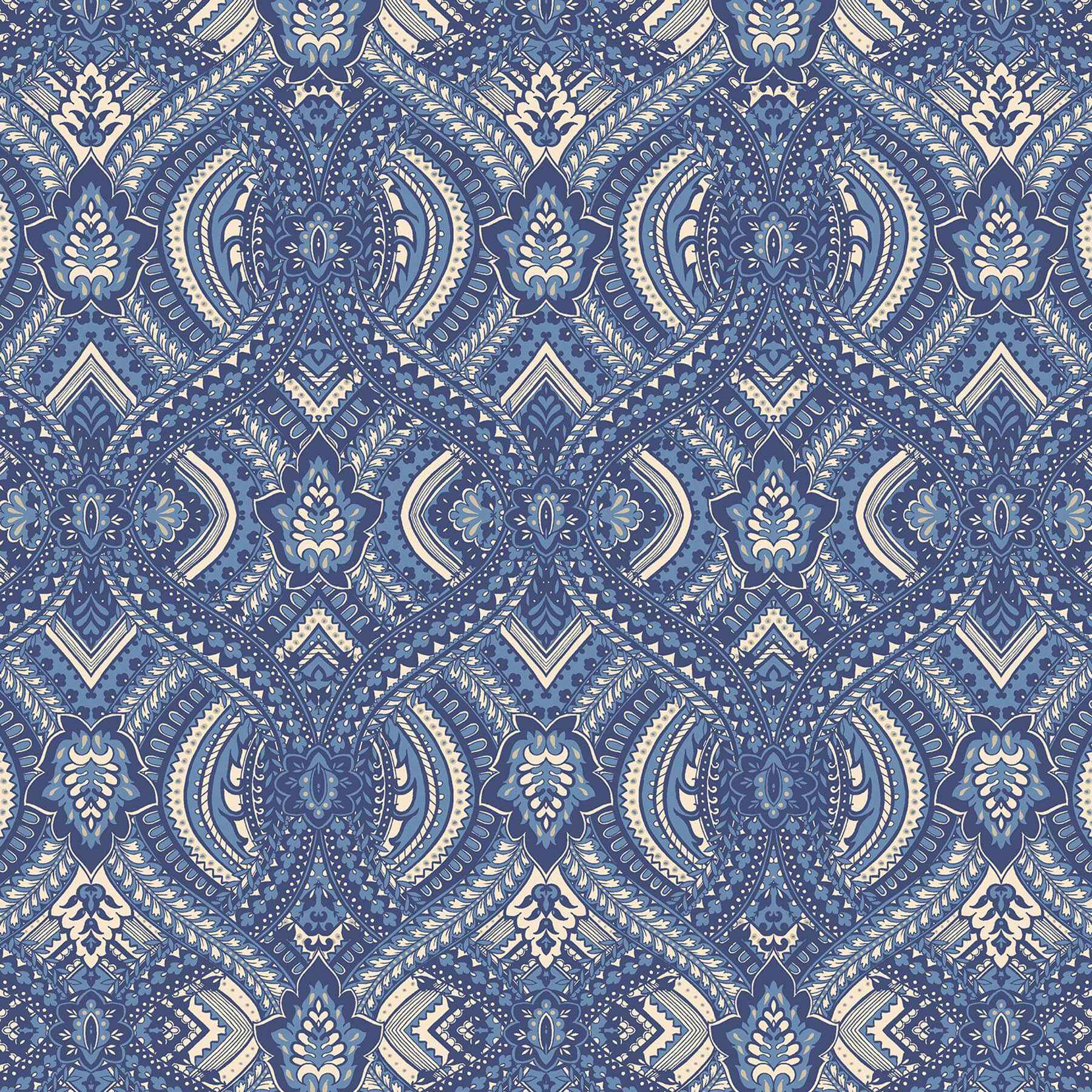 Ogee Navy Blue Peel and Stick Wallpaper - York Wallcoverings - HWA1036PU