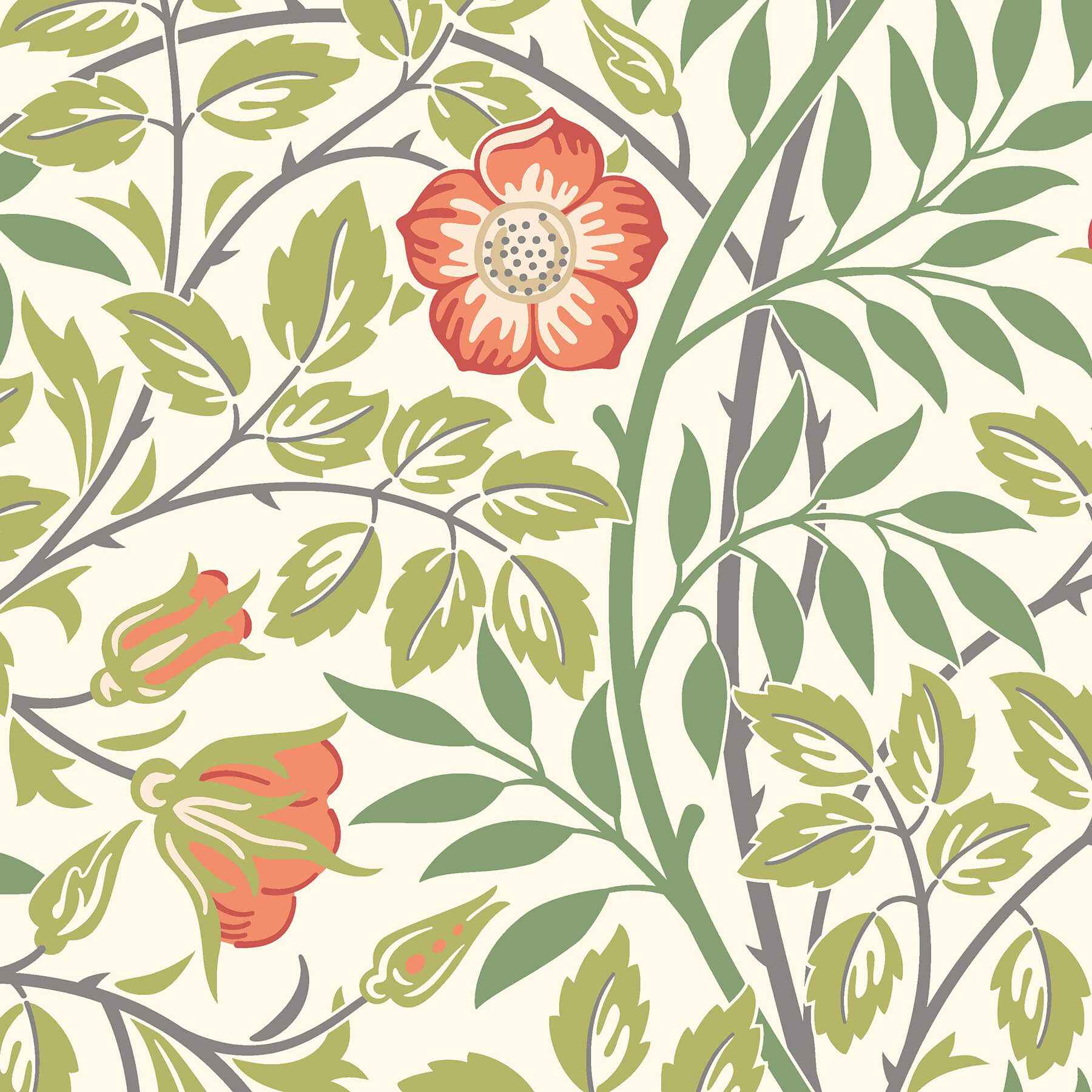 Rosehip Trail Coral Pink Peel and Stick Wallpaper - York Wallcoverings - HWA1098PU - York Wallcoverings Wallpaper