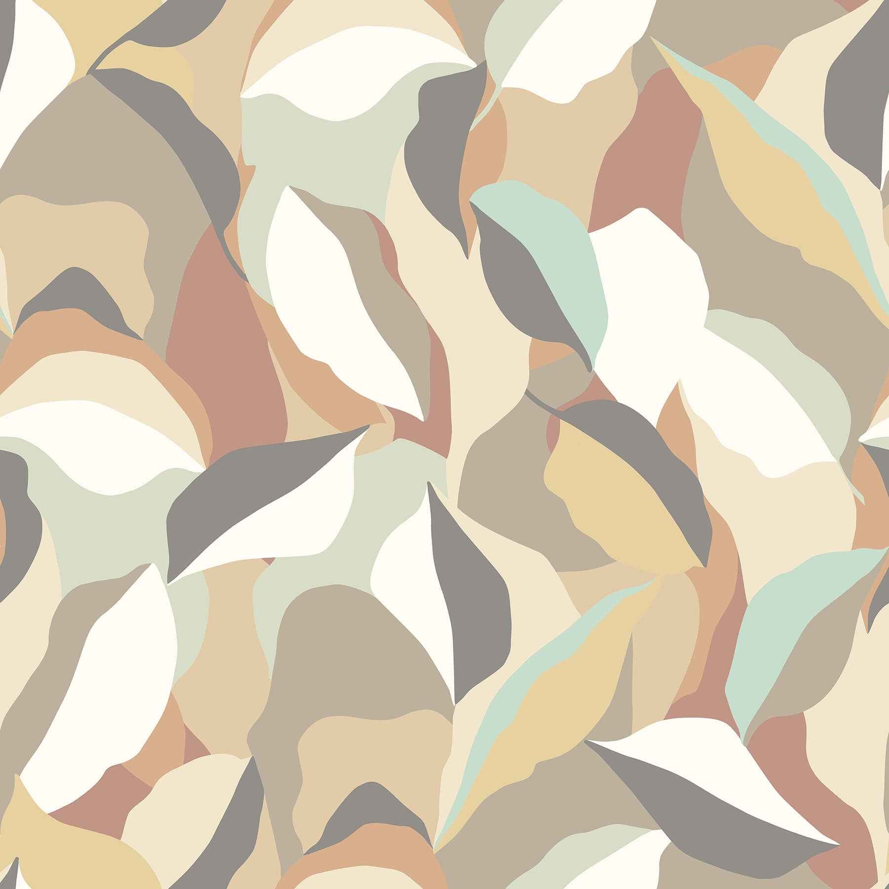 Leafy Patchwork Caramel Mint Peel and Stick Wallpaper - York Wallcoverings - HWA1161PU - York Wallcoverings Wallpaper