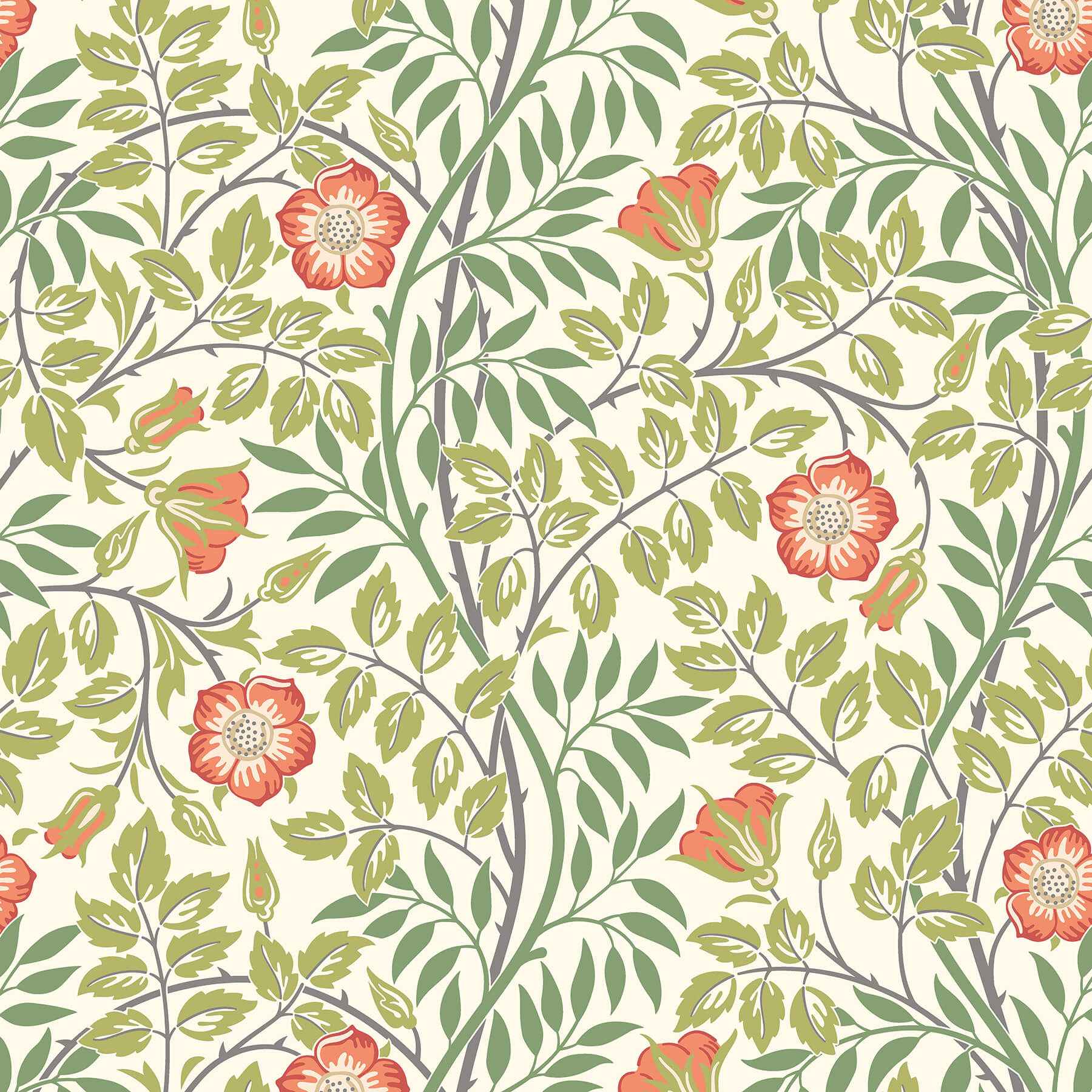 Rosehip Trail Coral Pink Peel and Stick Wallpaper - York Wallcoverings - HWA1098PU