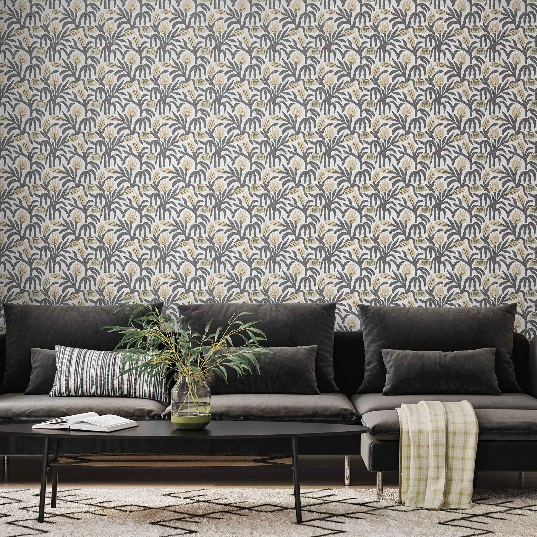 Chunky Flower Black White Peel and Stick Wallpaper - York Wallcoverings - HWA1150PU - York Wallcoverings Wallpaper