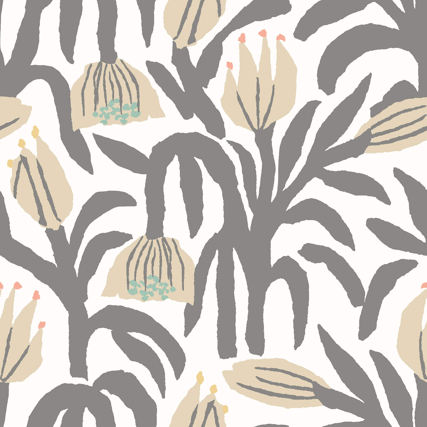 chunky-flower-black-white-peel-and-stick-wallpaper-york-wallcoverings-hwa1150pu - York Wallcoverings Wallpaper