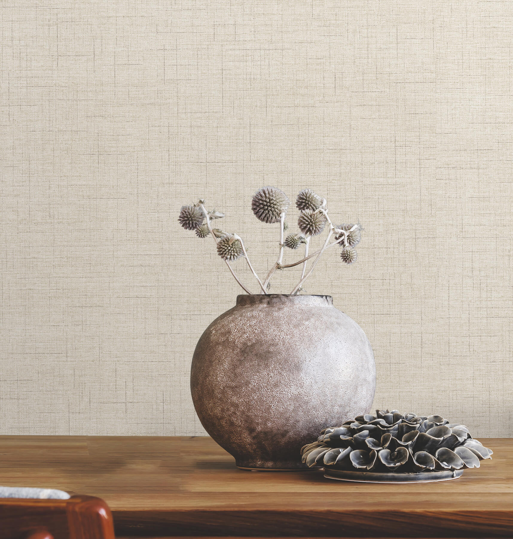 leon-beige-faux-fabric-wallpaper-york-wallcoverings-4207-5419 - York Wallcoverings Papel pintado