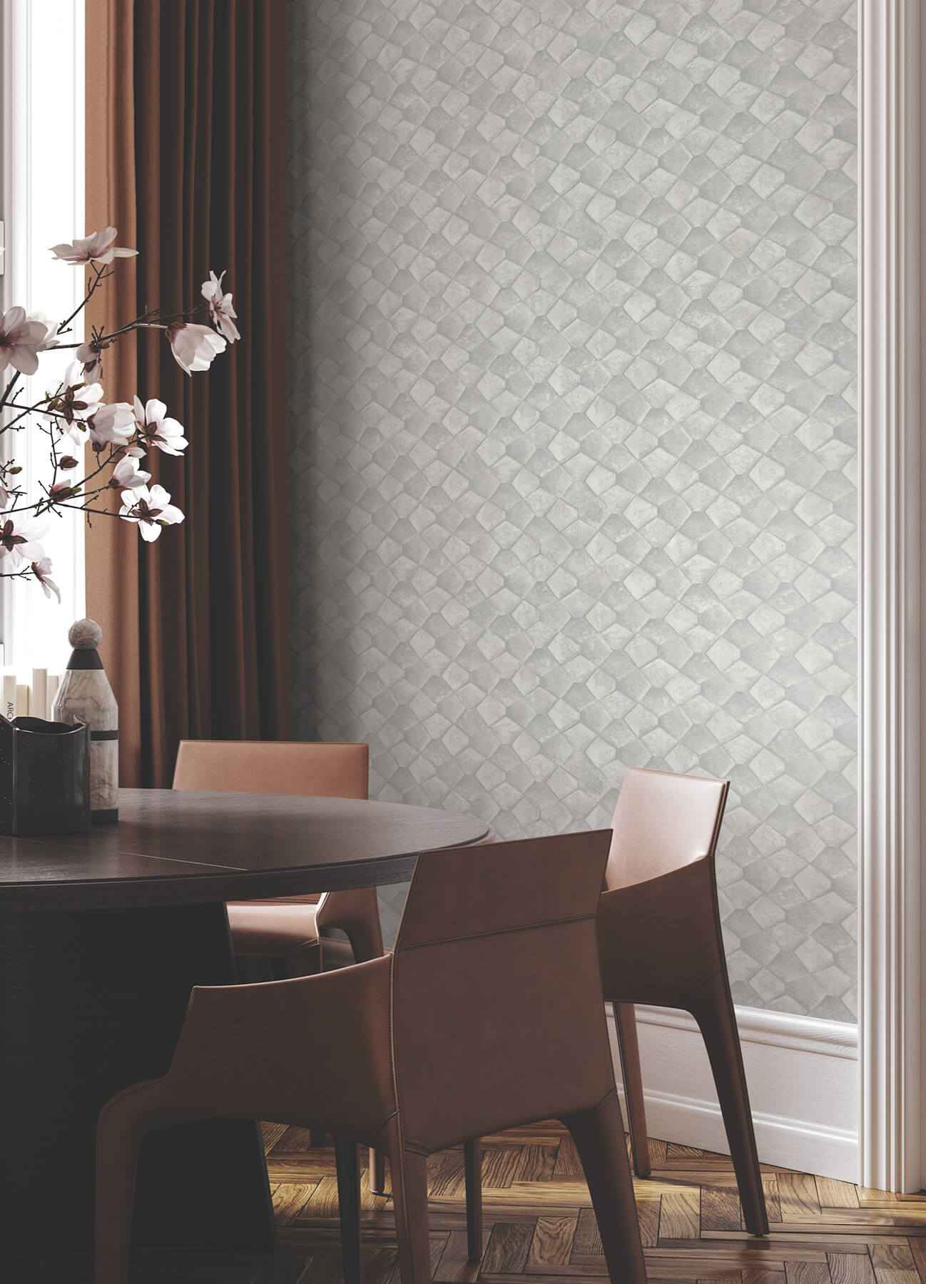 Waterford Grey Tiled Wallpaper - York Wallcoverings - MA34907 - York Wallcoverings Wallpaper