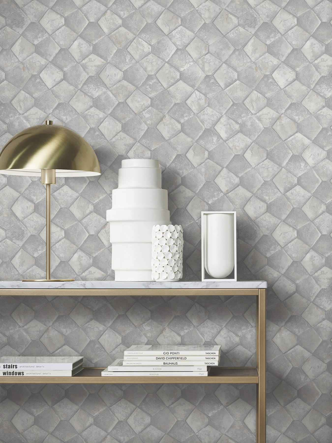 Waterford Grey Tiled Wallpaper - York Wallcoverings - MA34907 - York Wallcoverings Wallpaper
