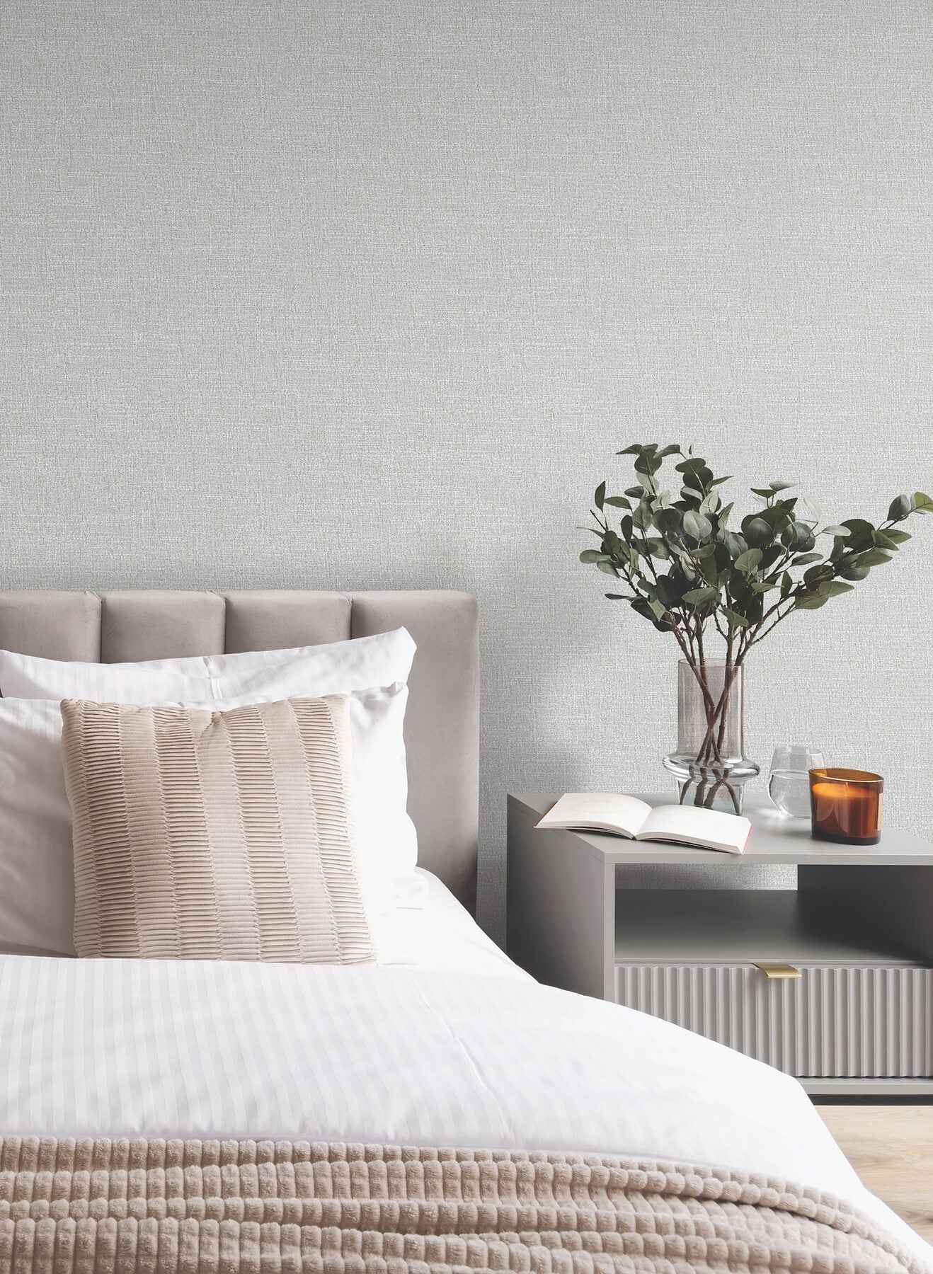 Highland Tweed Grey Faux Fabric Wallpaper - York Wallcoverings - MA34911 - York Wallcoverings Wallpaper