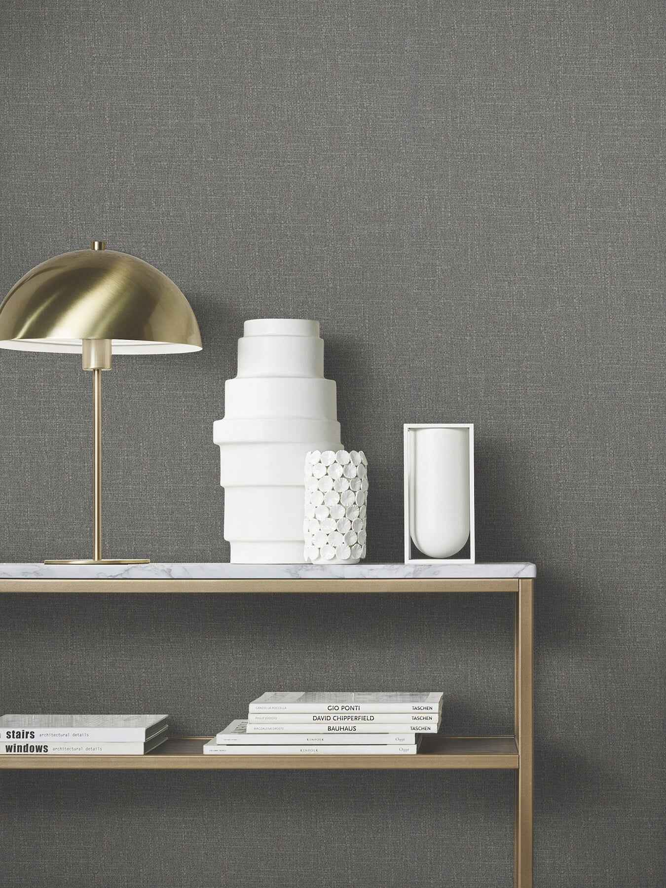 Highland Tweed Charcoal Faux Fabric Wallpaper - York Wallcoverings - MA34916 - York Wallcoverings Wallpaper