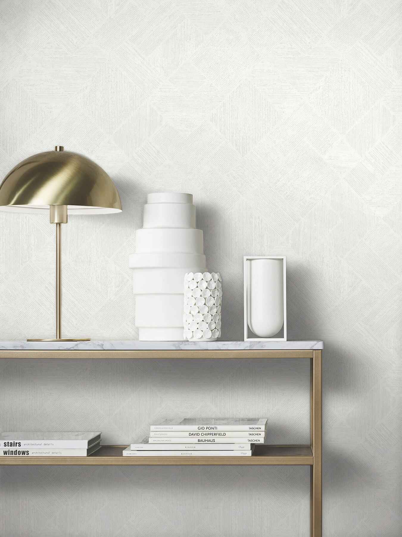 Marquetry White Tile Wallpaper - York Wallcoverings - MA35508 - York Wallcoverings Wallpaper