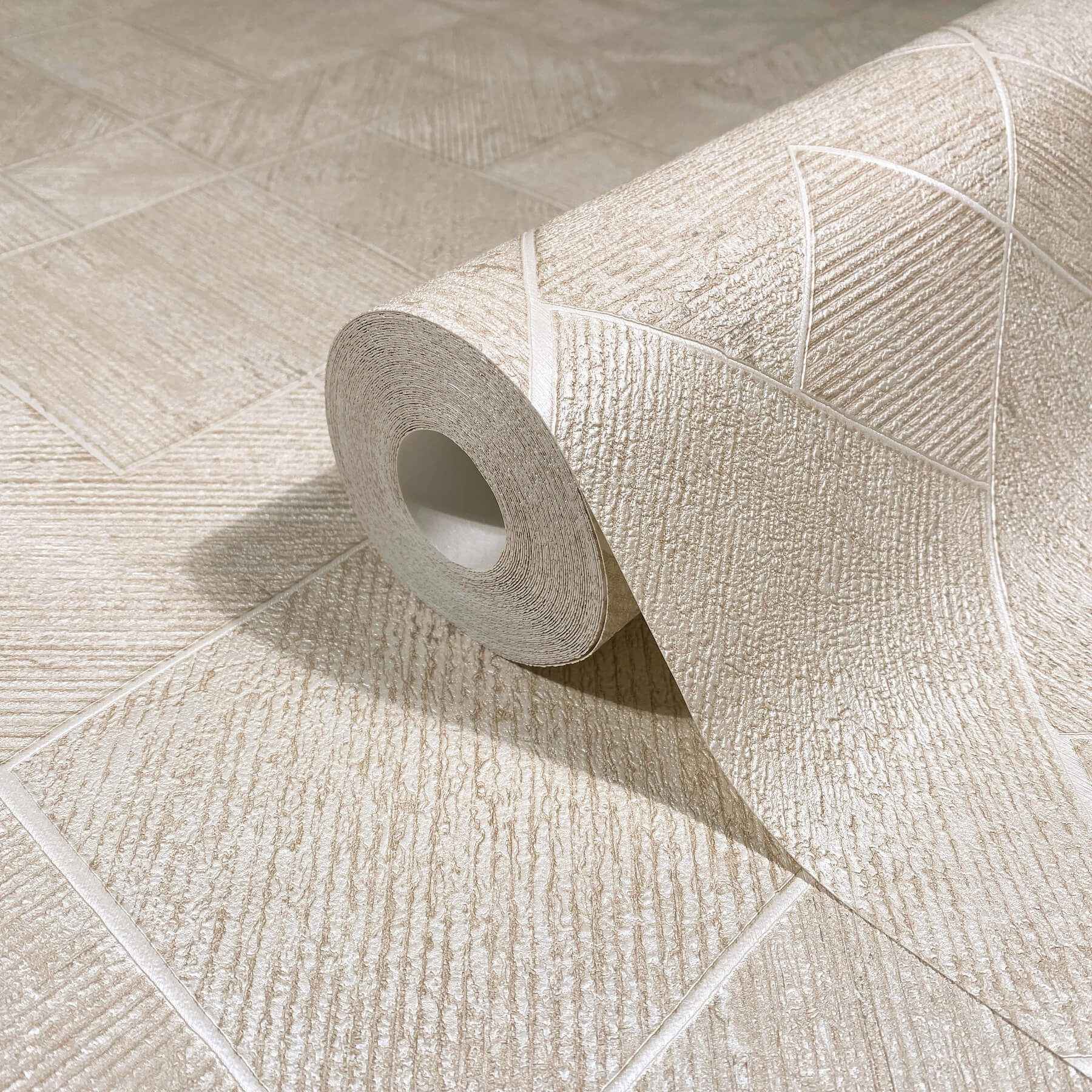 Marquetry Beige Tile Wallpaper - York Wallcoverings - MA35509 - York Wallcoverings Wallpaper