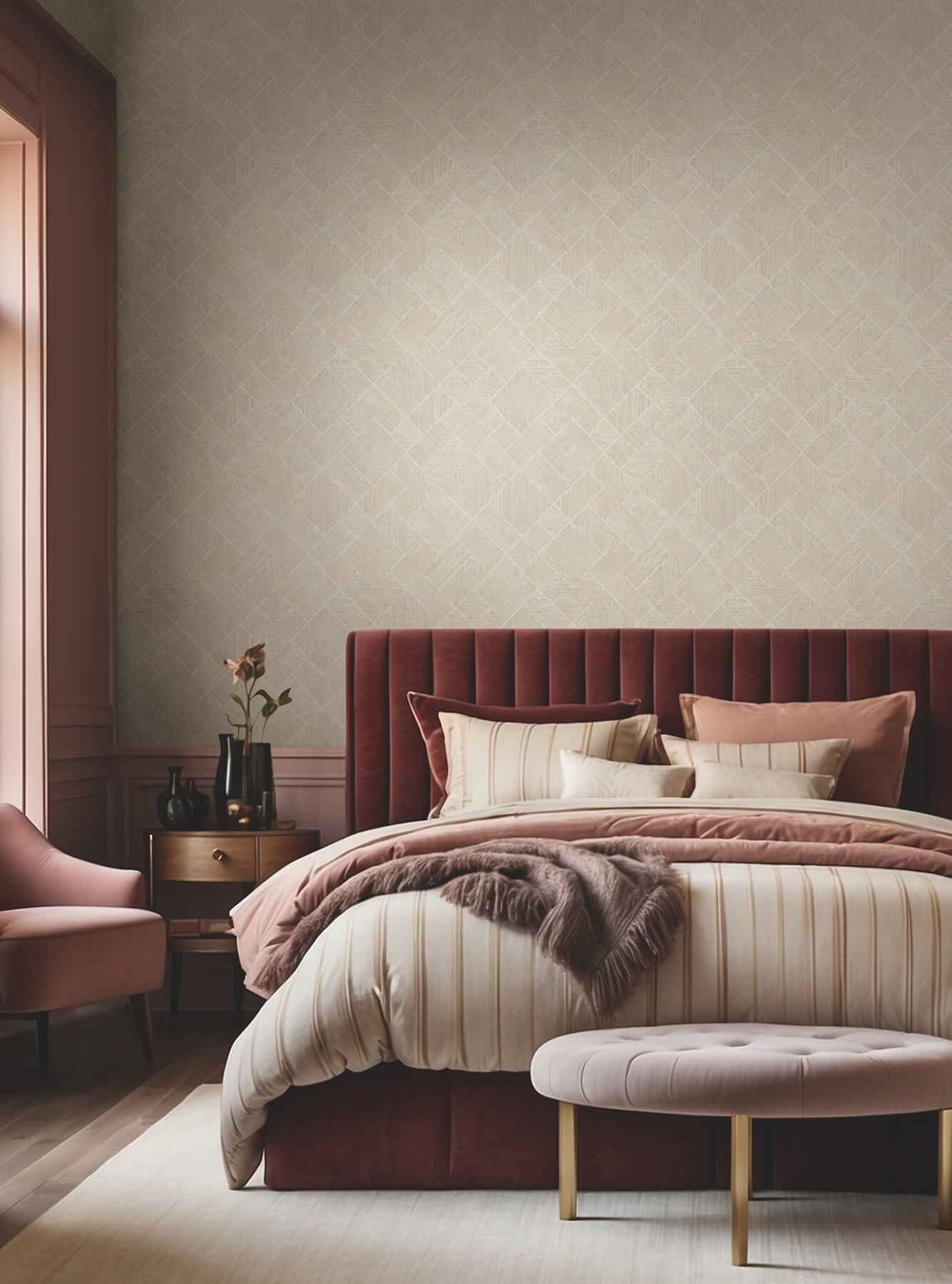 Marquetry Beige Tile Wallpaper - York Wallcoverings - MA35509 - York Wallcoverings Wallpaper