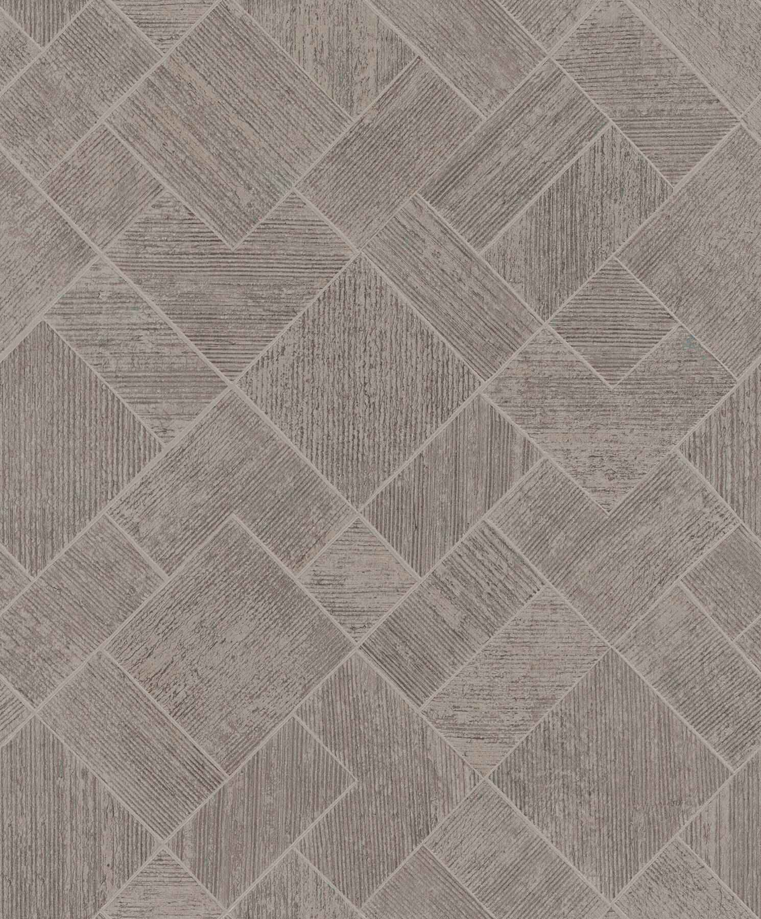 Marquetry Taupe Tile Wallpaper - York Wallcoverings - MA35511 - York Wallcoverings Wallpaper
