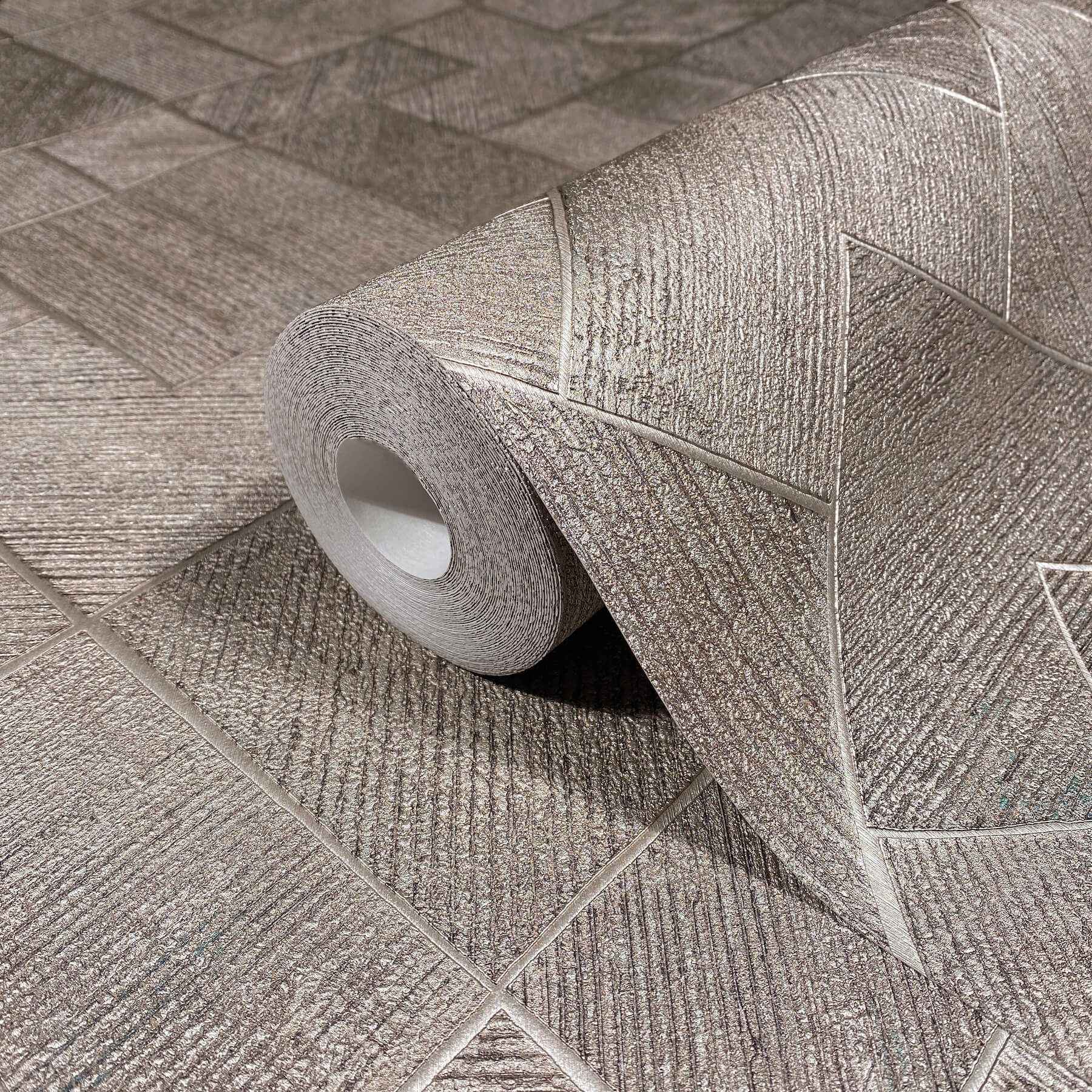 Marquetry Taupe Tile Wallpaper - York Wallcoverings - MA35511 - York Wallcoverings Wallpaper