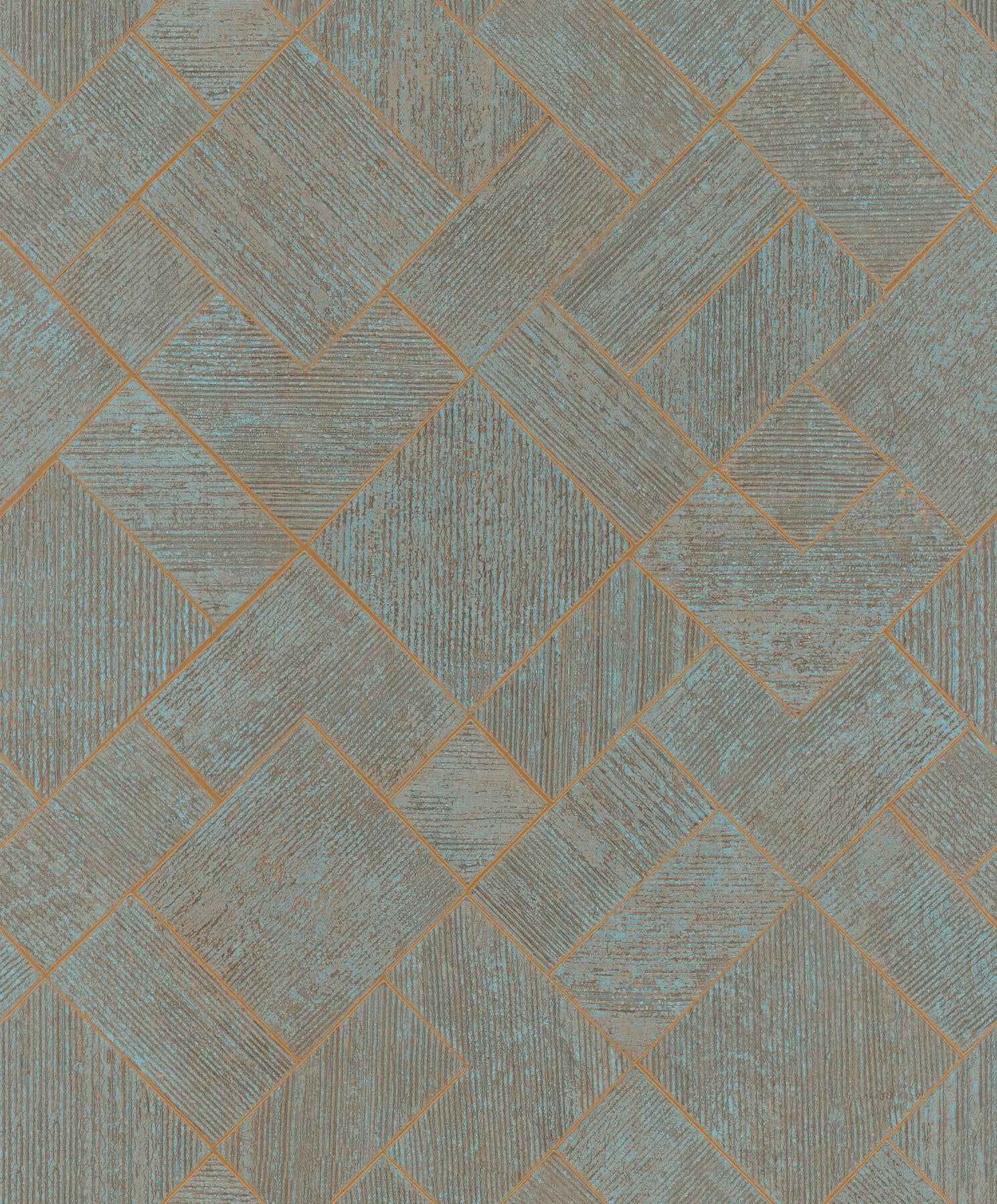 Marquetry Teal Tile Wallpaper - York Wallcoverings - MA35512