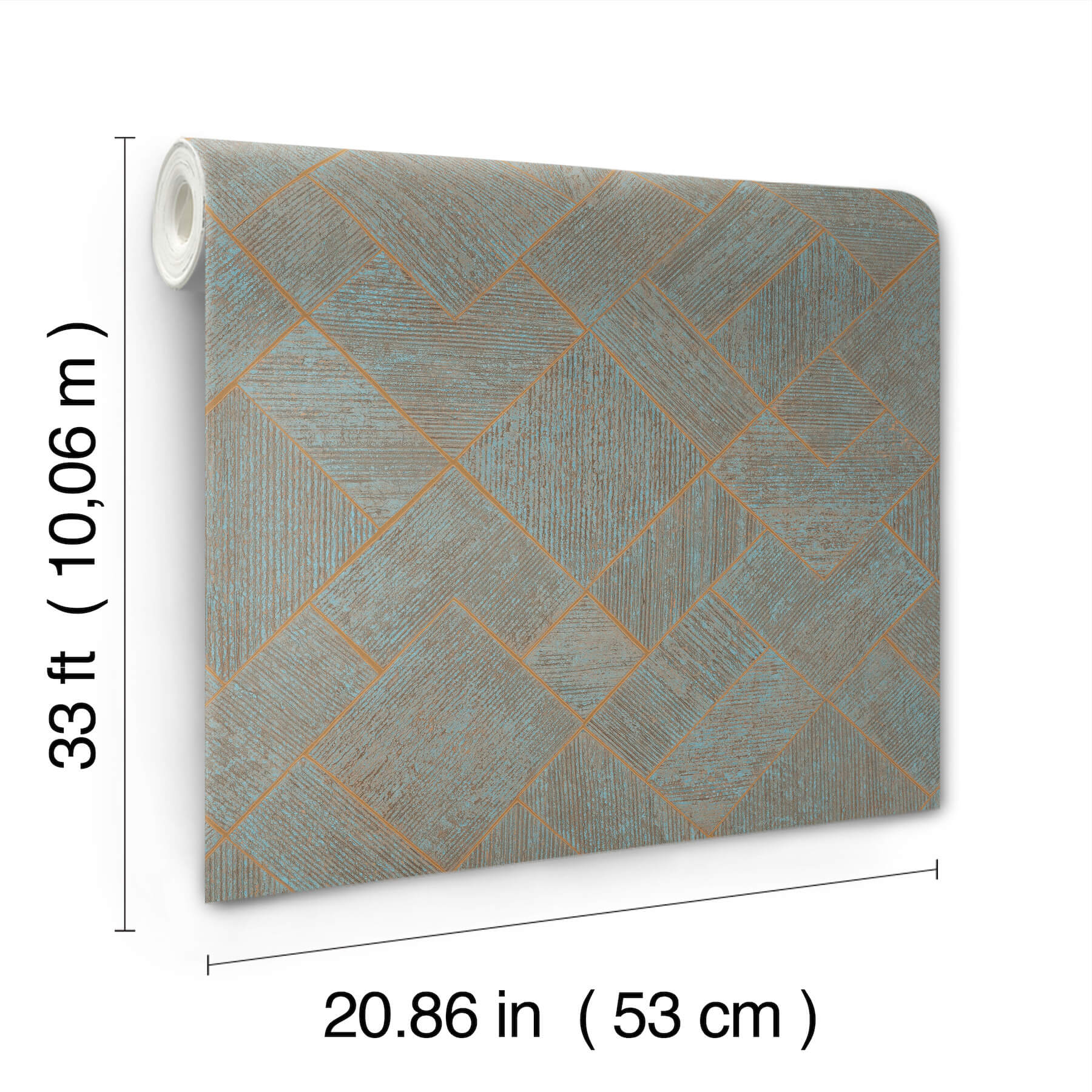 marquetry-teal-tile-wallpaper-york-wallcoverings-ma35512 - York Wallcoverings Wallpaper