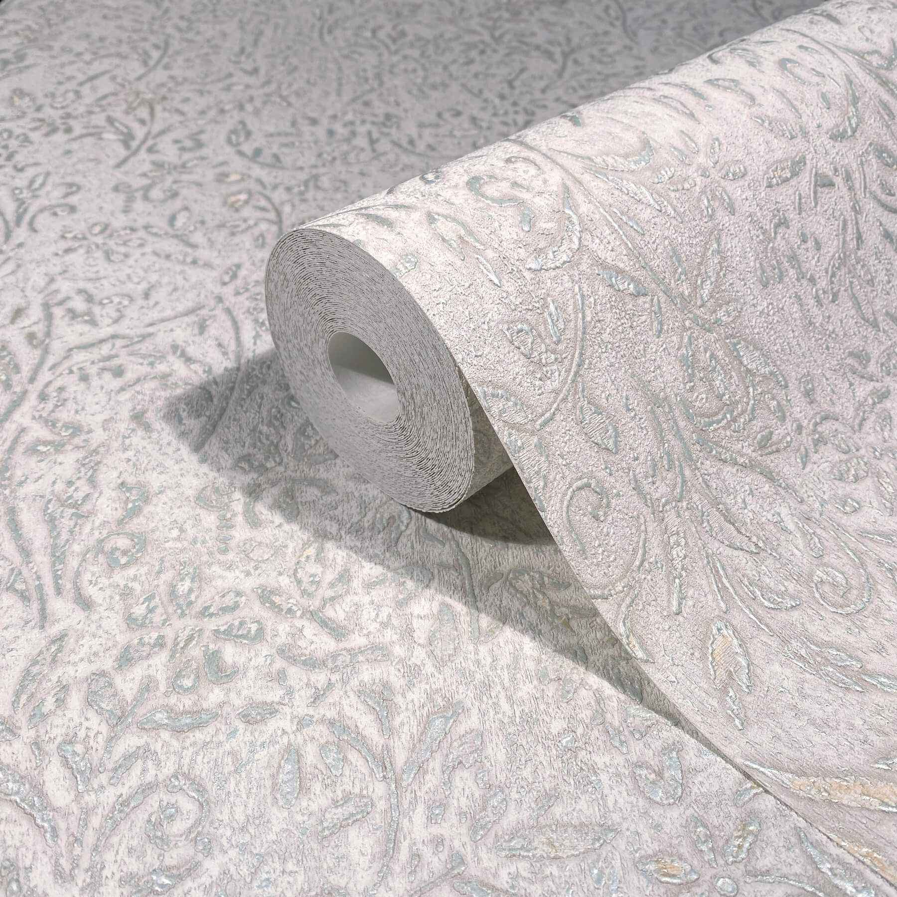 Sculpted Floral Aqua Relief Wallpaper - York Wallcoverings - MA35529 - York Wallcoverings Wallpaper