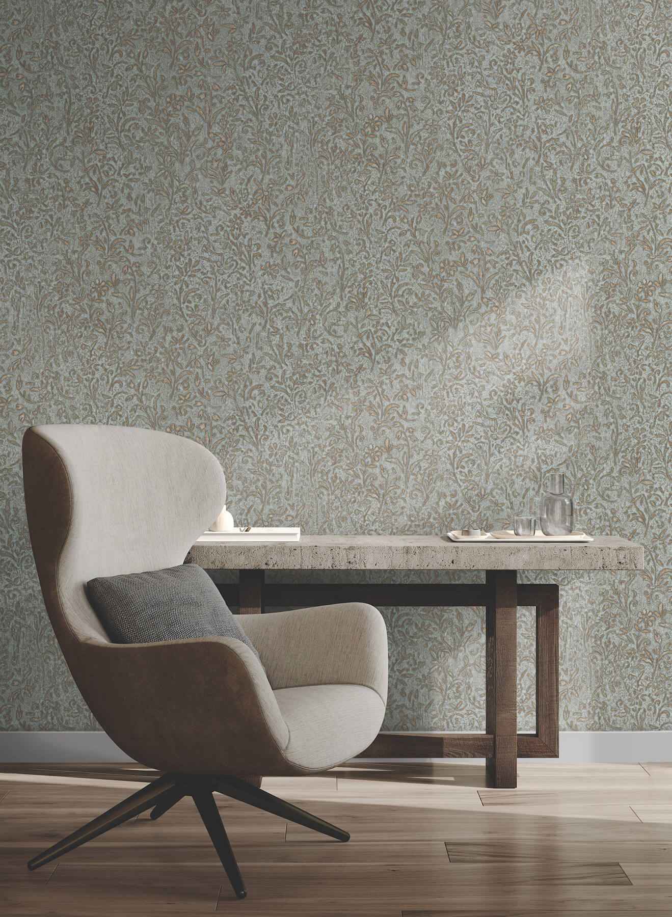 Sculpted Floral Gold Relief Wallpaper - York Wallcoverings - MA35532 - York Wallcoverings Wallpaper