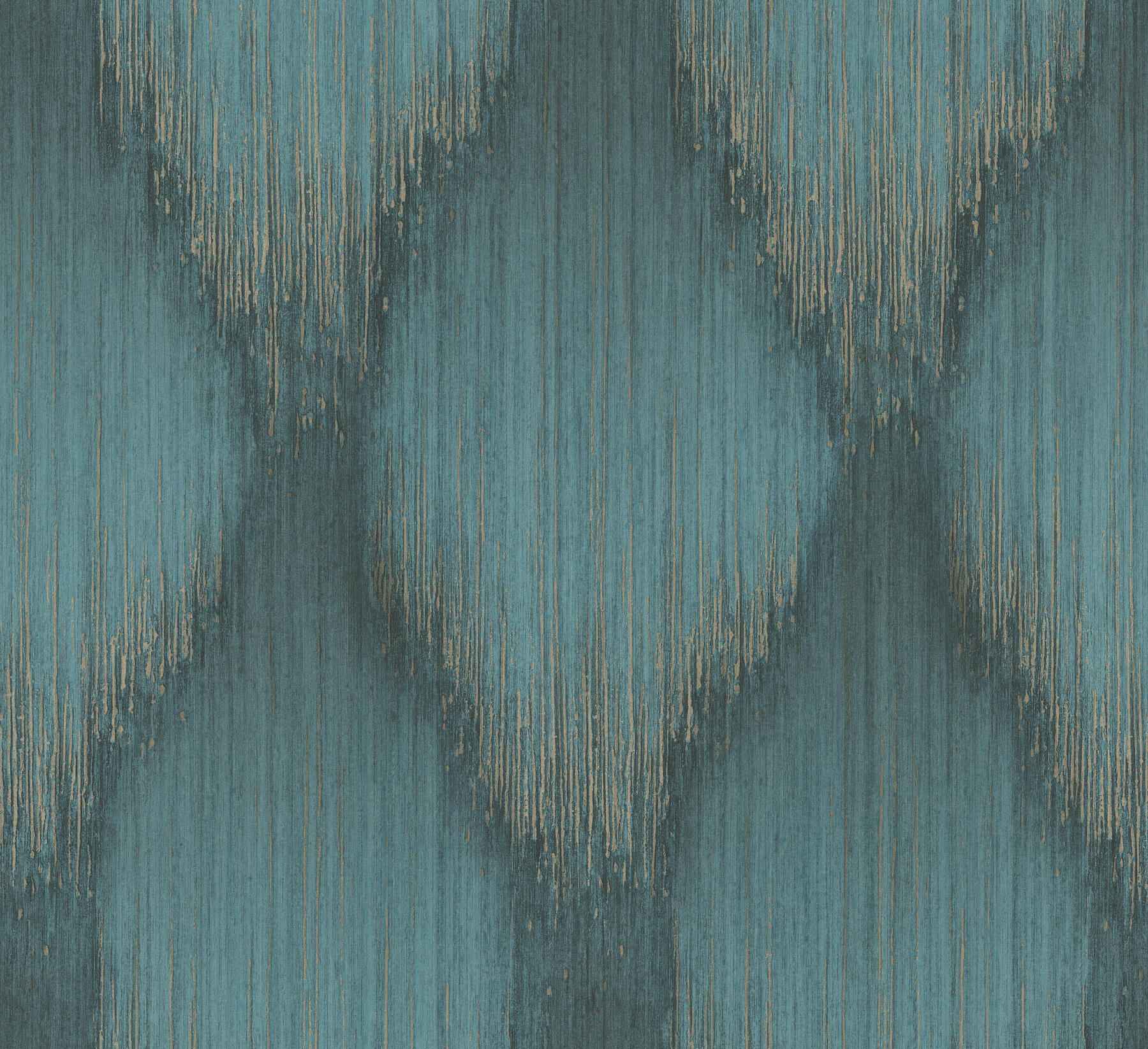 Starfall Teal Metallic Ikat Wallpaper - York Wallcoverings - MA35806