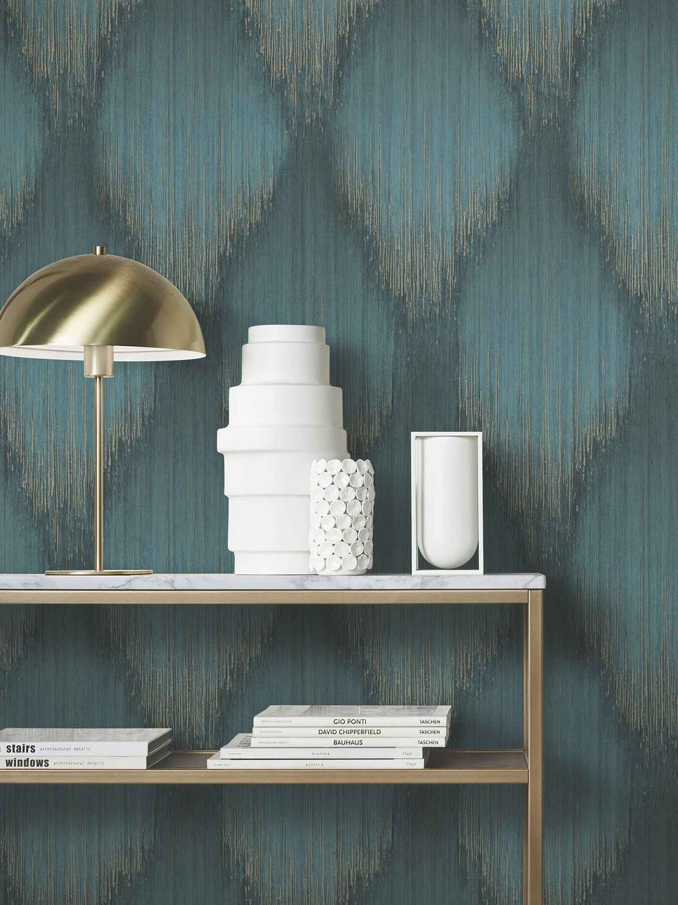 Starfall Teal Metallic Ikat Wallpaper - York Wallcoverings - MA35806 - York Wallcoverings Wallpaper