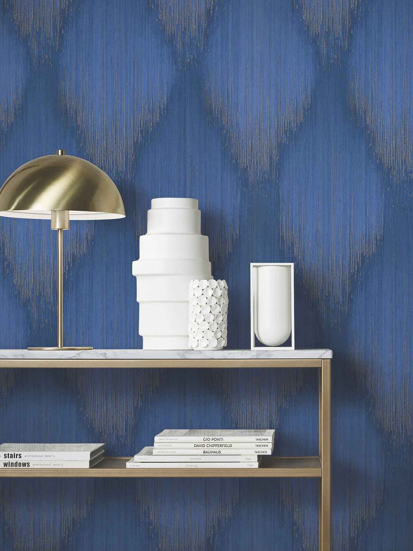 Starfall Sapphire Metallic Ikat Wallpaper - York Wallcoverings - MA35808 - York Wallcoverings Wallpaper