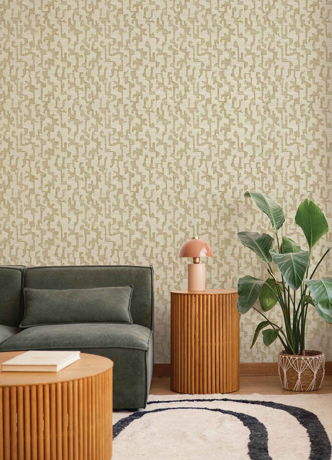 Cipher Chestnut Geometric Faux Grasscloth Wallpaper - York Wallcoverings - 4177-27700
