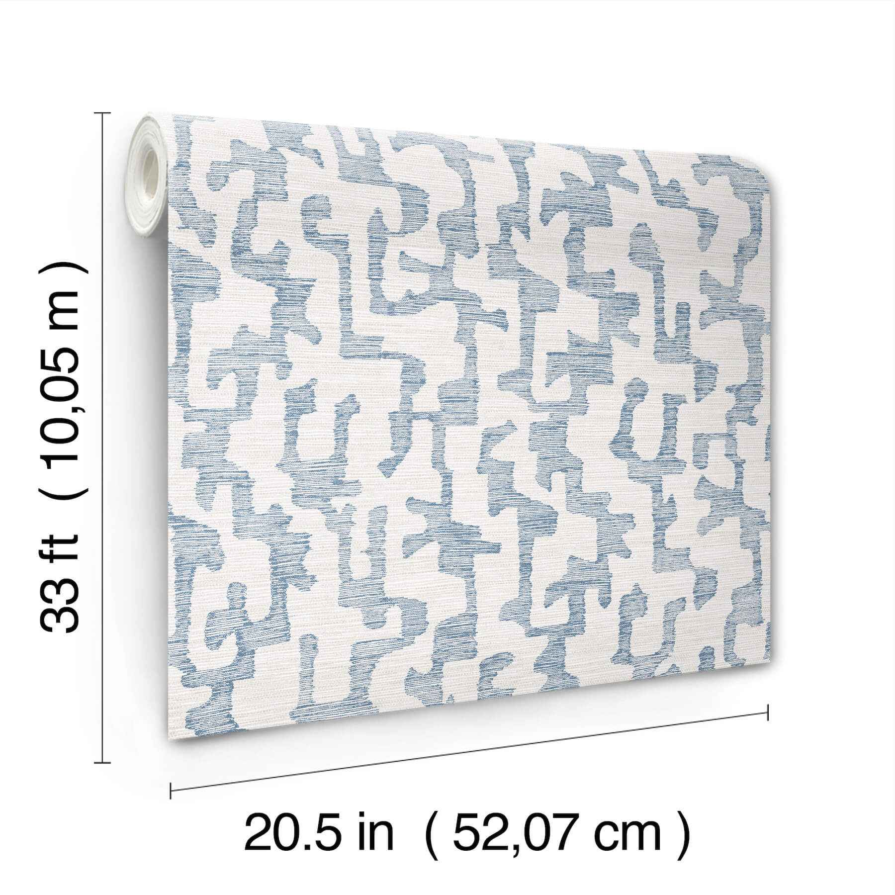 Cipher Blue Geometric Faux Grasscloth Wallpaper - York Wallcoverings - 4177-27701 - York Wallcoverings Wallpaper