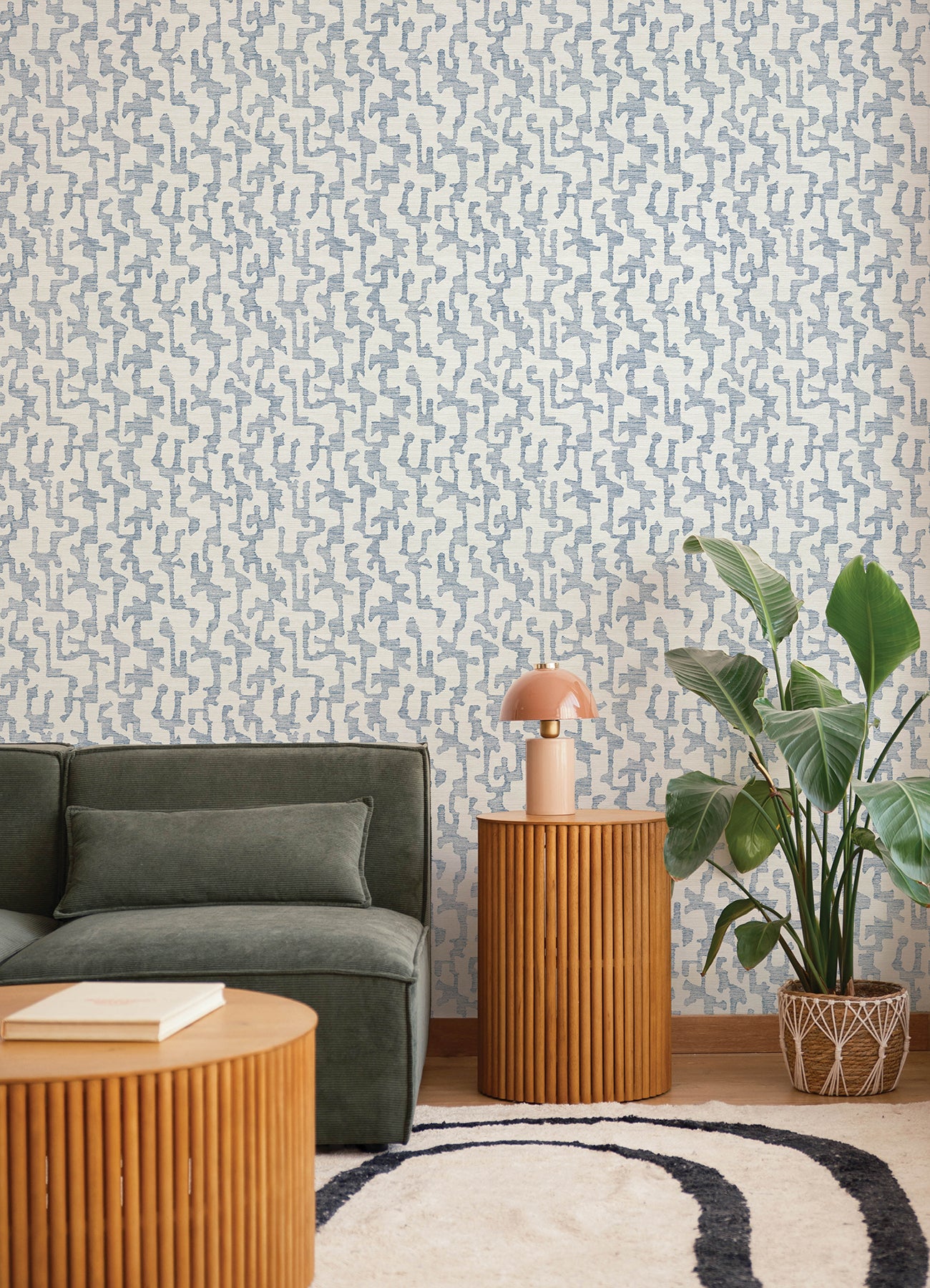 Cipher Blue Geometric Faux Grasscloth Wallpaper - York Wallcoverings - 4177-27701 - York Wallcoverings Wallpaper
