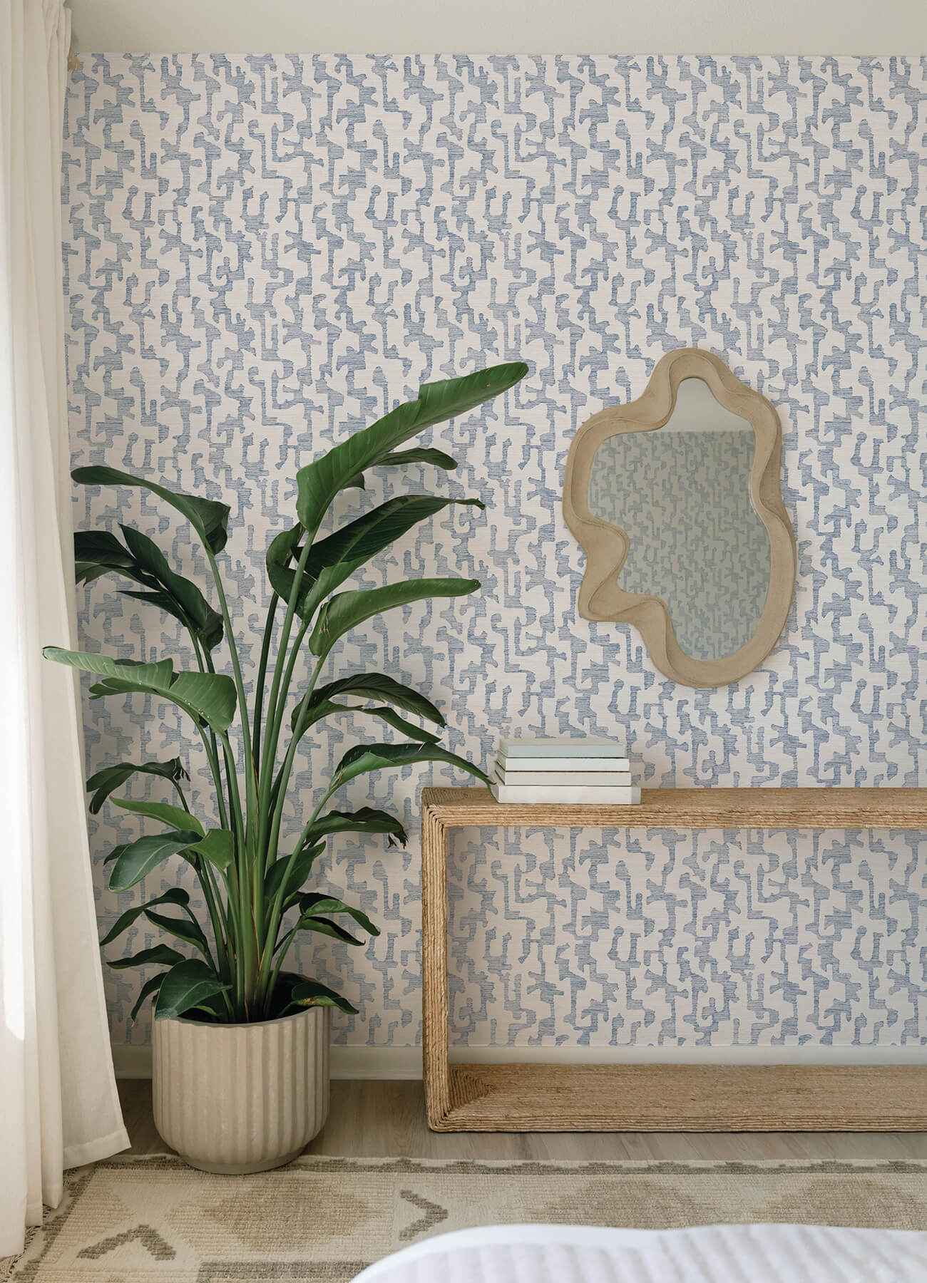 Cipher Blue Geometric Faux Grasscloth Wallpaper - York Wallcoverings - 4177-27701 - York Wallcoverings Wallpaper