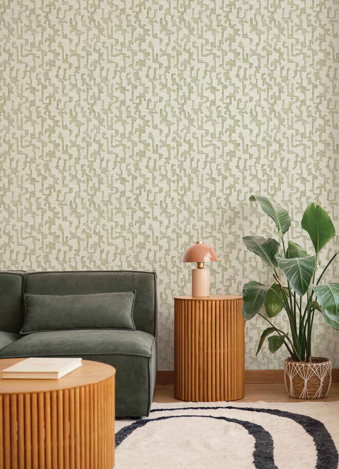 Cipher Moss Geometric Faux Grasscloth Wallpaper - York Wallcoverings - 4177-27702 - York Wallcoverings Wallpaper