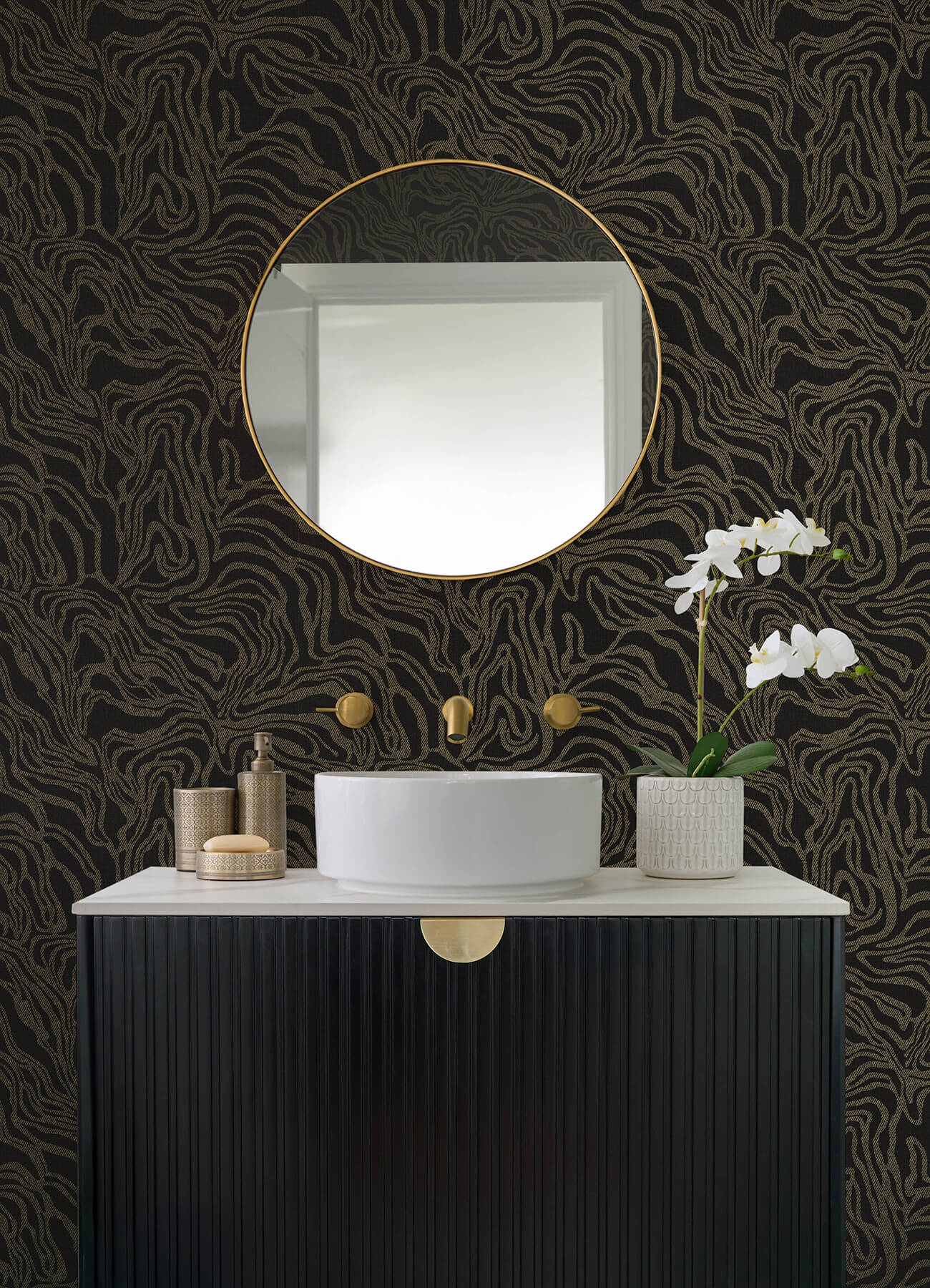 massar-black-modern-marbled-wallpaper-york-wallcoverings-4177-27709 - York Wallcoverings Papel pintado